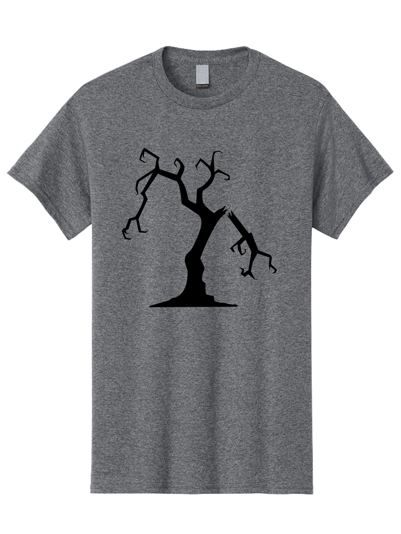Twisted-Tree Men'S Graphic Tee, 100% Cotton, Comfortable Casual Summer Wear, Machine Washable, Dead Tree, Bare Branches, Twisted Limbs, Spooky Atmosphere, Dark Silhouette, Halloween Theme, Eerie Landscape, Gothic Aesthetic, Mysterious Forest, Aab237 9