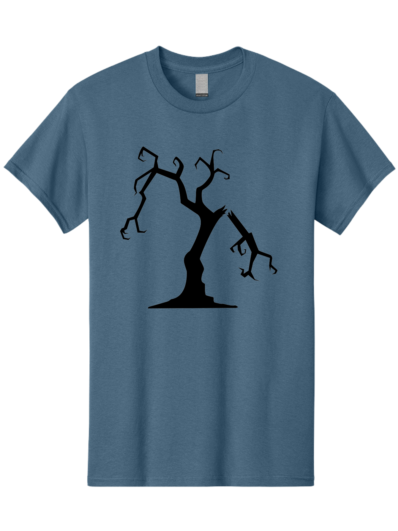 Twisted-Tree Men'S Graphic Tee, 100% Cotton, Comfortable Casual Summer Wear, Machine Washable, Dead Tree, Bare Branches, Twisted Limbs, Spooky Atmosphere, Dark Silhouette, Halloween Theme, Eerie Landscape, Gothic Aesthetic, Mysterious Forest, Aab237 11