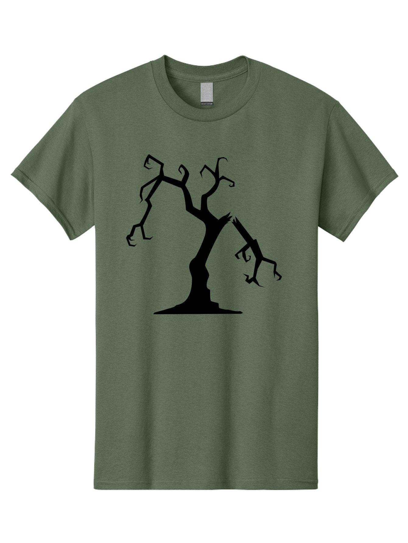 Twisted-Tree Men'S Graphic Tee, 100% Cotton, Comfortable Casual Summer Wear, Machine Washable, Dead Tree, Bare Branches, Twisted Limbs, Spooky Atmosphere, Dark Silhouette, Halloween Theme, Eerie Landscape, Gothic Aesthetic, Mysterious Forest, Aab237 10