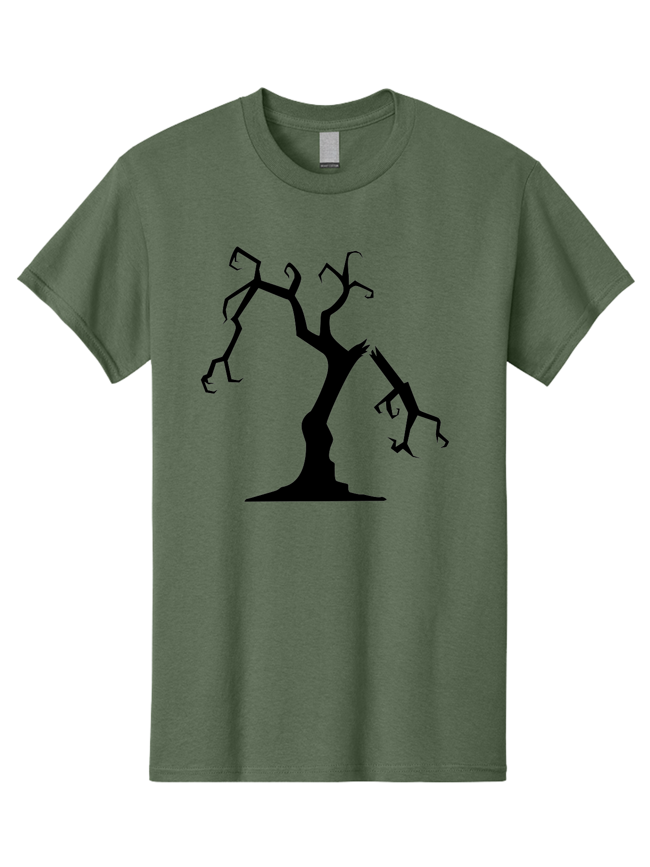 Twisted-Tree Men'S Graphic Tee, 100% Cotton, Comfortable Casual Summer Wear, Machine Washable, Dead Tree, Bare Branches, Twisted Limbs, Spooky Atmosphere, Dark Silhouette, Halloween Theme, Eerie Landscape, Gothic Aesthetic, Mysterious Forest, Aab237 15
