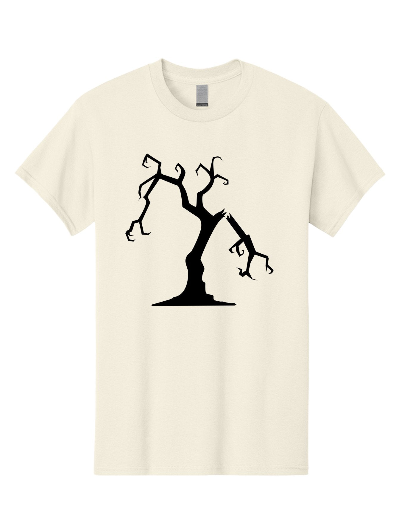 Twisted-Tree Men'S Graphic Tee, 100% Cotton, Comfortable Casual Summer Wear, Machine Washable, Dead Tree, Bare Branches, Twisted Limbs, Spooky Atmosphere, Dark Silhouette, Halloween Theme, Eerie Landscape, Gothic Aesthetic, Mysterious Forest, Aab237 13