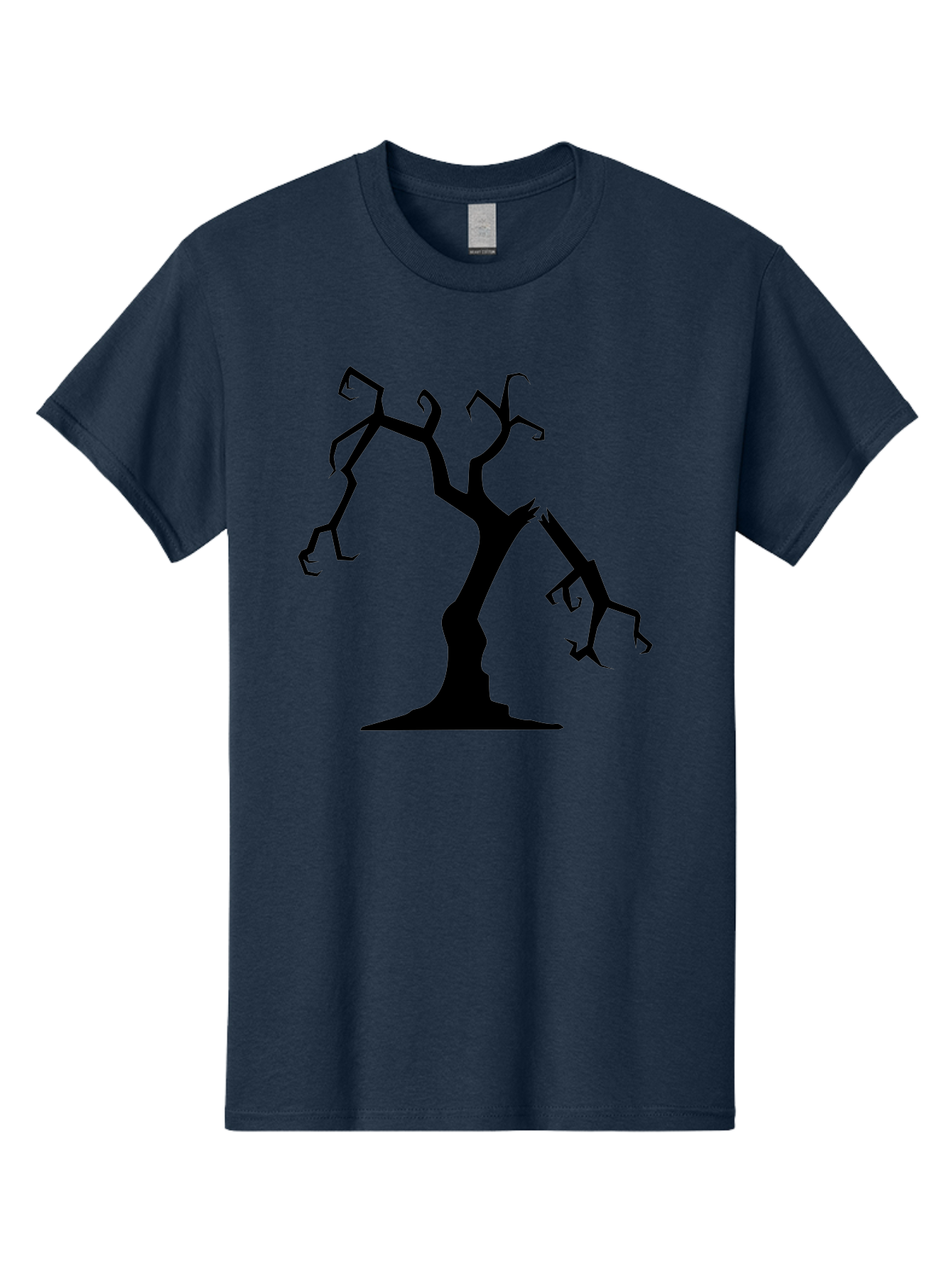 Twisted-Tree Men'S Graphic Tee, 100% Cotton, Comfortable Casual Summer Wear, Machine Washable, Dead Tree, Bare Branches, Twisted Limbs, Spooky Atmosphere, Dark Silhouette, Halloween Theme, Eerie Landscape, Gothic Aesthetic, Mysterious Forest, Aab237 19