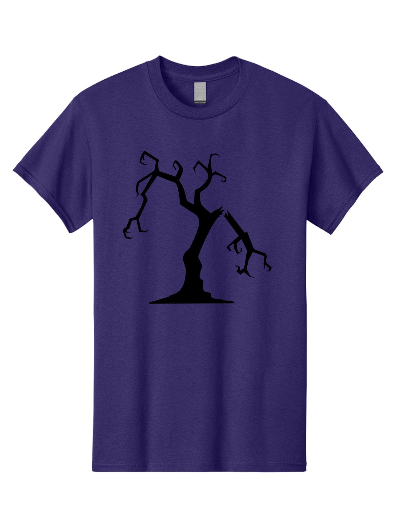 Twisted-Tree Men'S Graphic Tee, 100% Cotton, Comfortable Casual Summer Wear, Machine Washable, Dead Tree, Bare Branches, Twisted Limbs, Spooky Atmosphere, Dark Silhouette, Halloween Theme, Eerie Landscape, Gothic Aesthetic, Mysterious Forest, Aab237 6
