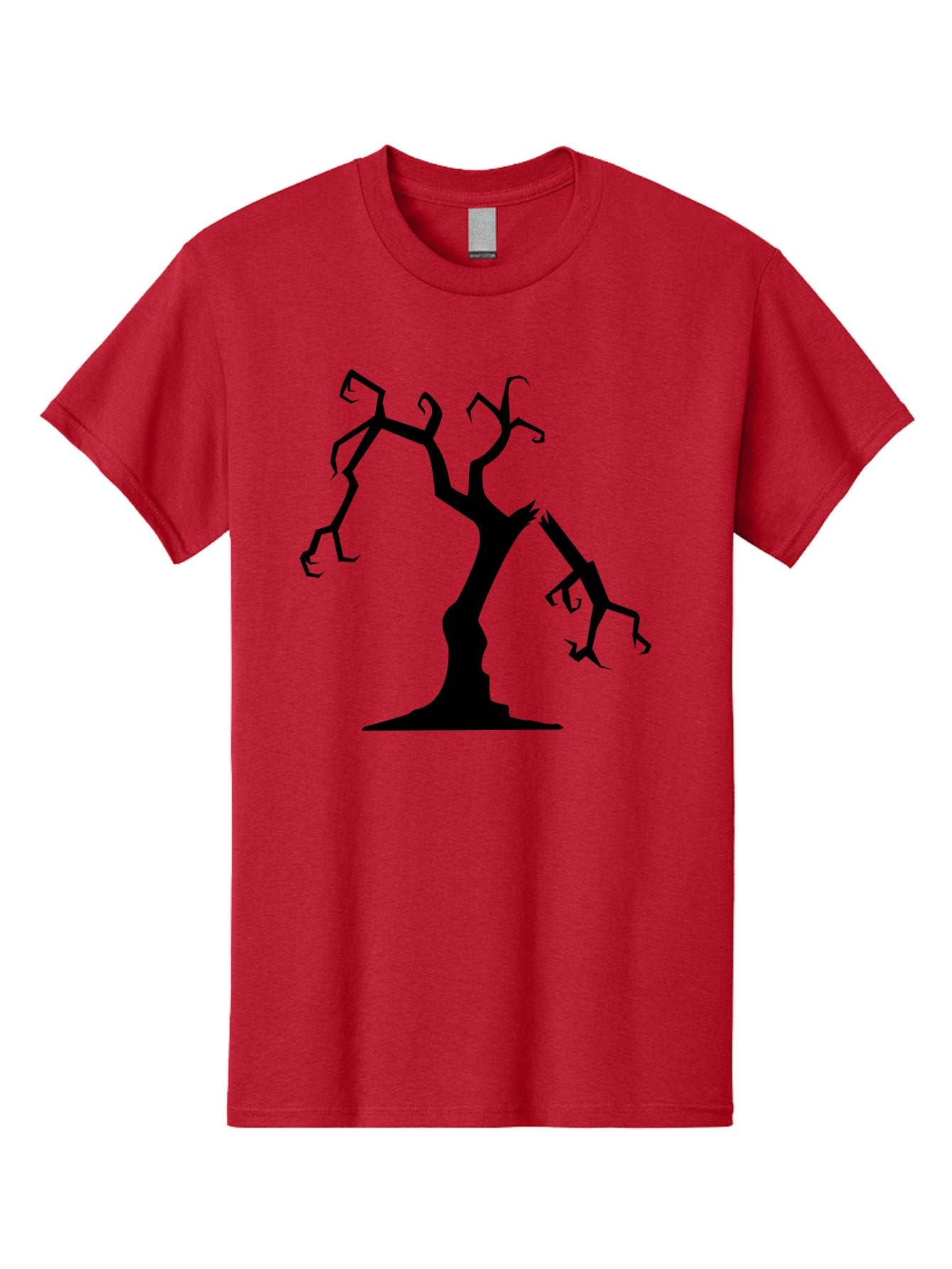 Twisted-Tree Men'S Graphic Tee, 100% Cotton, Comfortable Casual Summer Wear, Machine Washable, Dead Tree, Bare Branches, Twisted Limbs, Spooky Atmosphere, Dark Silhouette, Halloween Theme, Eerie Landscape, Gothic Aesthetic, Mysterious Forest, Aab237 3