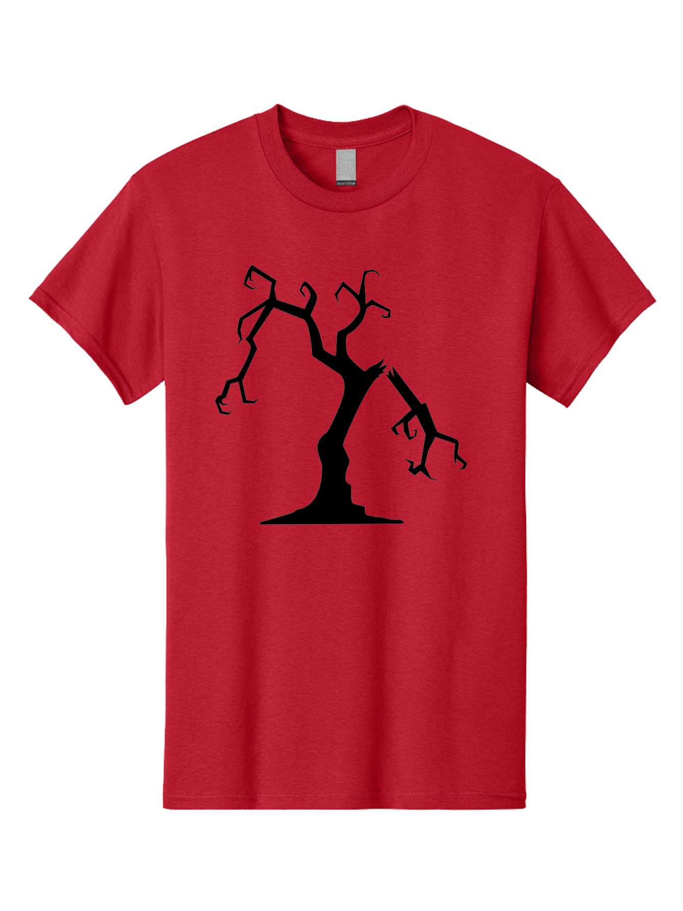 Twisted-Tree Men'S Graphic Tee, 100% Cotton, Comfortable Casual Summer Wear, Machine Washable, Dead Tree, Bare Branches, Twisted Limbs, Spooky Atmosphere, Dark Silhouette, Halloween Theme, Eerie Landscape, Gothic Aesthetic, Mysterious Forest, Aab237 23