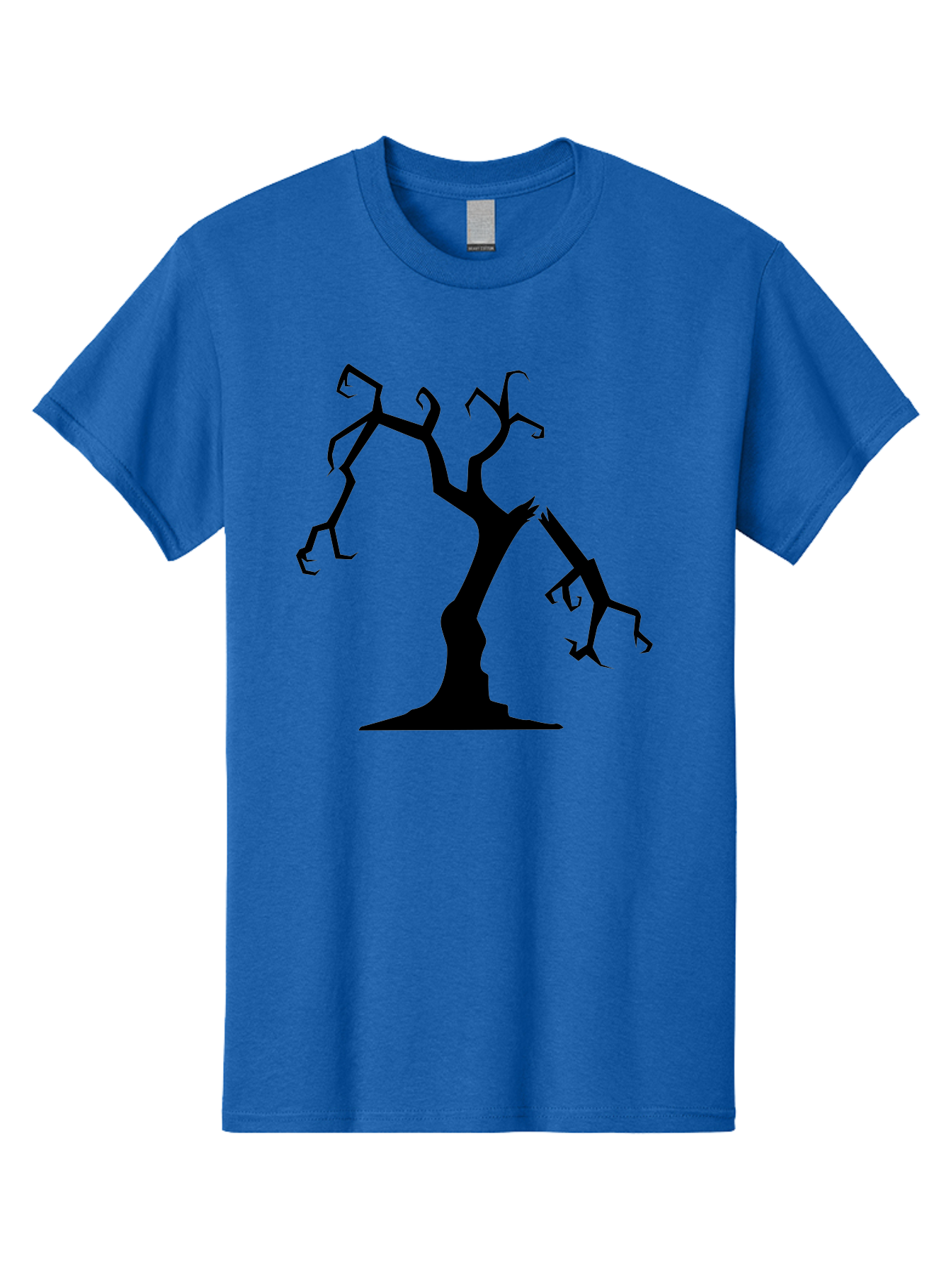 Twisted-Tree Men'S Graphic Tee, 100% Cotton, Comfortable Casual Summer Wear, Machine Washable, Dead Tree, Bare Branches, Twisted Limbs, Spooky Atmosphere, Dark Silhouette, Halloween Theme, Eerie Landscape, Gothic Aesthetic, Mysterious Forest, Aab237 25