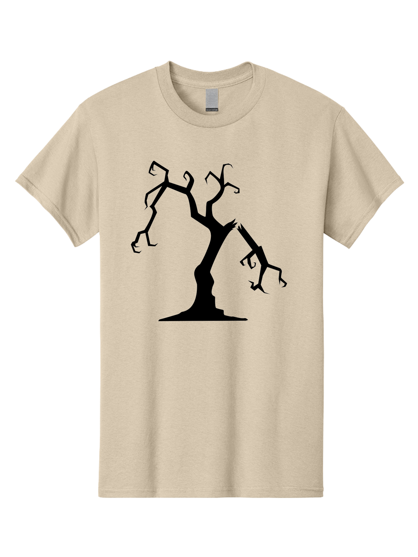 Twisted-Tree Men'S Graphic Tee, 100% Cotton, Comfortable Casual Summer Wear, Machine Washable, Dead Tree, Bare Branches, Twisted Limbs, Spooky Atmosphere, Dark Silhouette, Halloween Theme, Eerie Landscape, Gothic Aesthetic, Mysterious Forest, Aab237 27