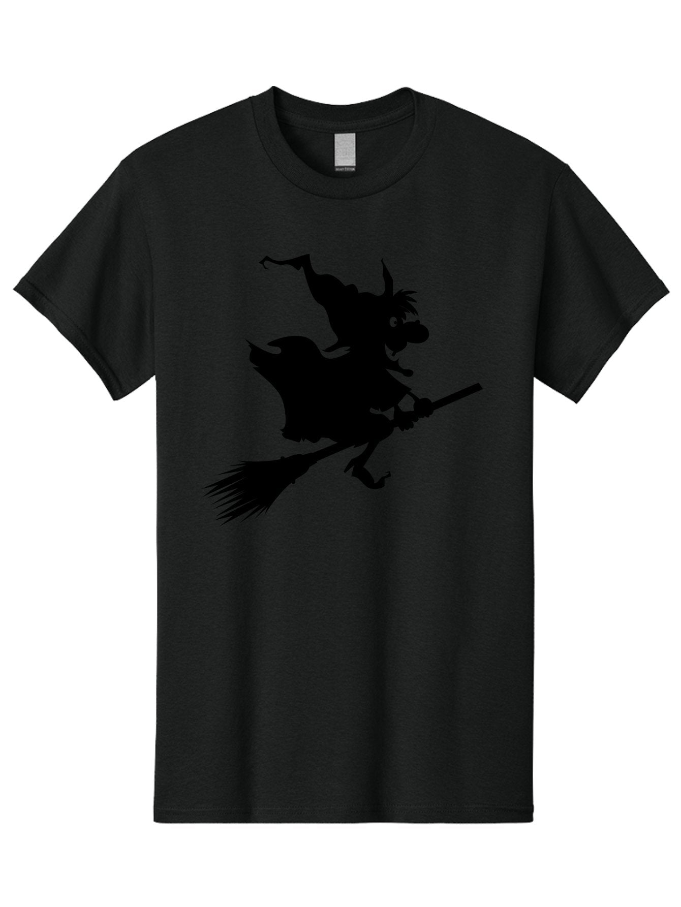 Witch-On-Broomstick Men'S Graphic Tee, 100% Cotton, Comfortable Casual Summer Wear, Machine Washable, Witch On Broomstick, Flying Witch, Halloween Character, Silhouette Art, Magical Creature, Spooky Theme, Mysterious Atmosphere, Aab239 7