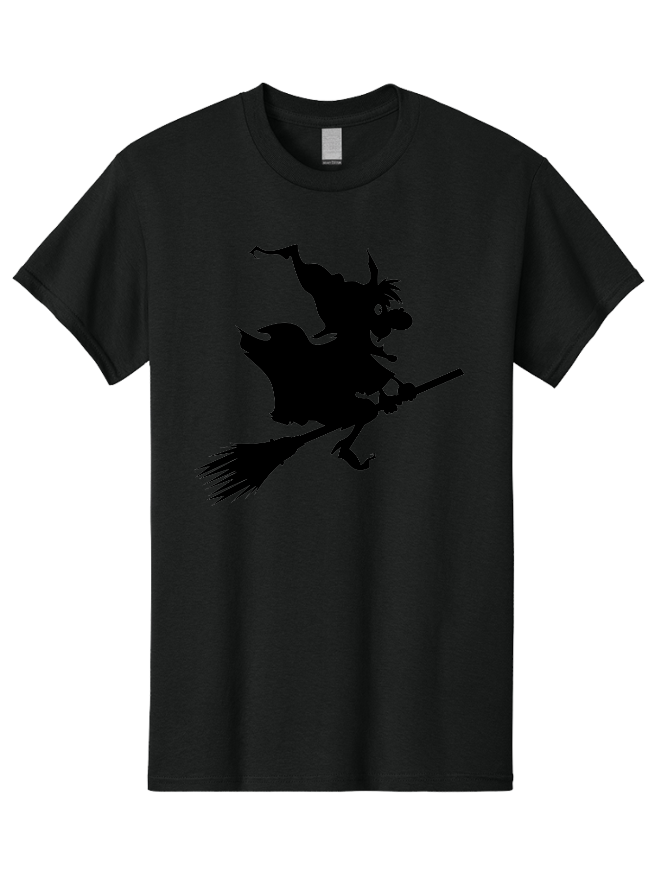 Witch-On-Broomstick Men'S Graphic Tee, 100% Cotton, Comfortable Casual Summer Wear, Machine Washable, Witch On Broomstick, Flying Witch, Halloween Character, Silhouette Art, Magical Creature, Spooky Theme, Mysterious Atmosphere, Aab239 25