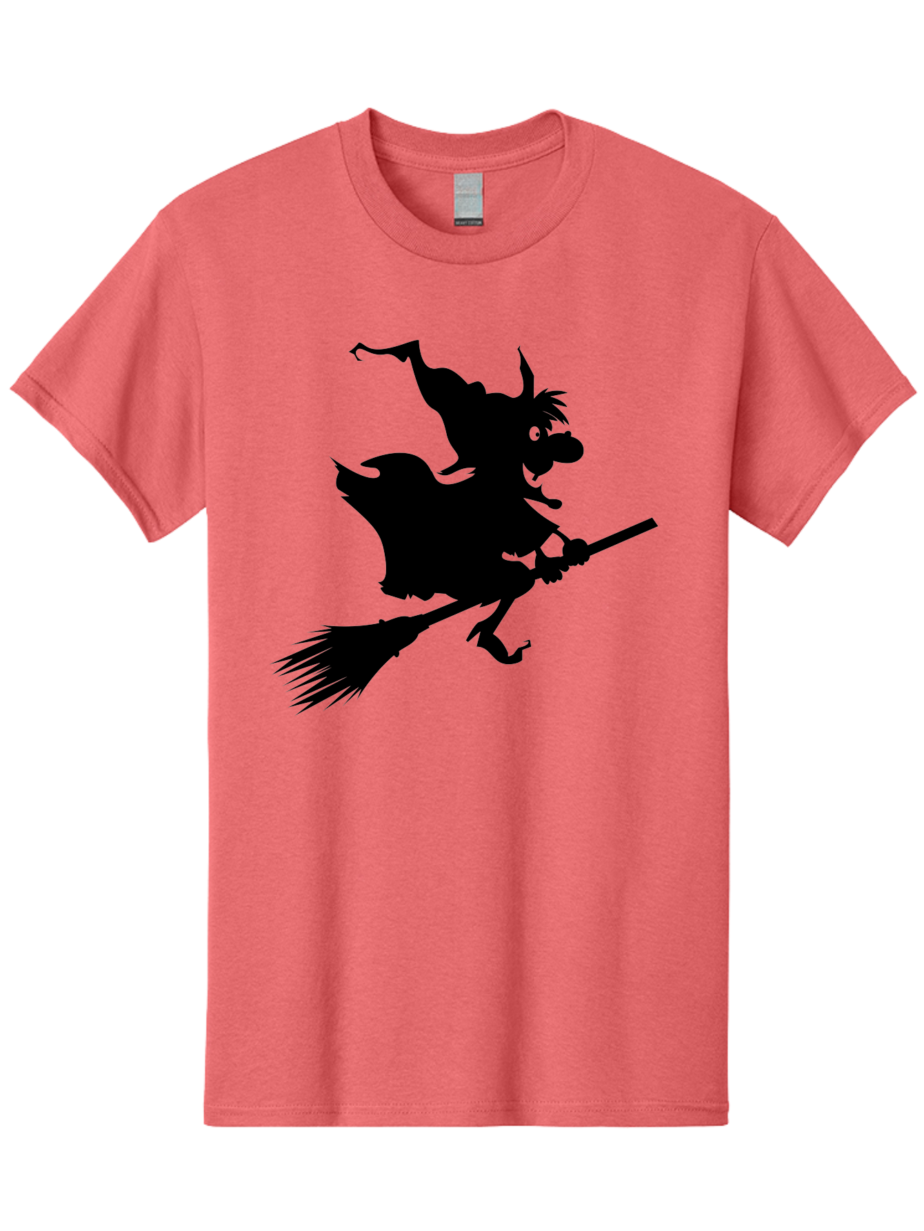 Witch-On-Broomstick Men'S Graphic Tee, 100% Cotton, Comfortable Casual Summer Wear, Machine Washable, Witch On Broomstick, Flying Witch, Halloween Character, Silhouette Art, Magical Creature, Spooky Theme, Mysterious Atmosphere, Aab239 19