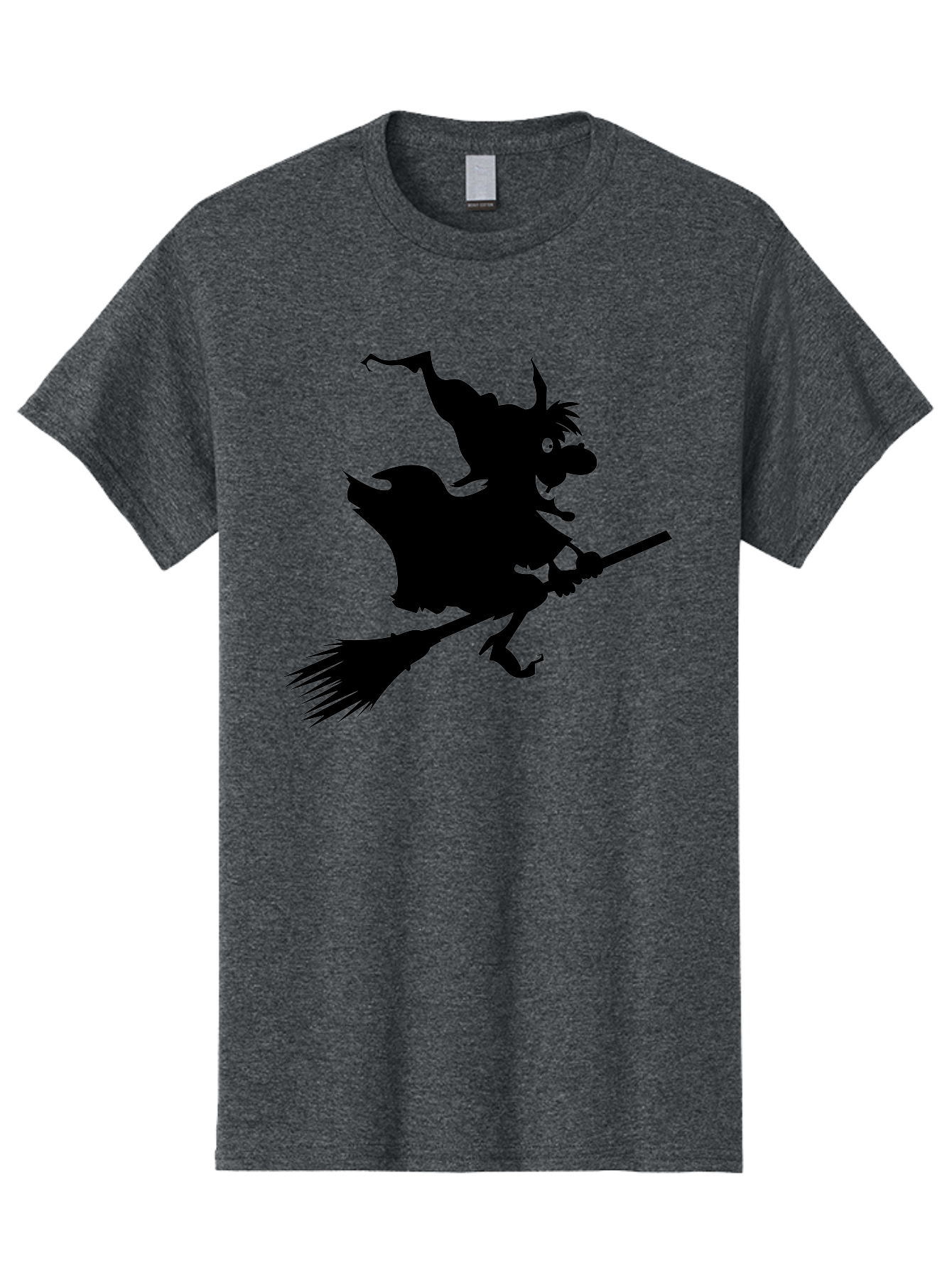 Witch-On-Broomstick Men'S Graphic Tee, 100% Cotton, Comfortable Casual Summer Wear, Machine Washable, Witch On Broomstick, Flying Witch, Halloween Character, Silhouette Art, Magical Creature, Spooky Theme, Mysterious Atmosphere, Aab239 23