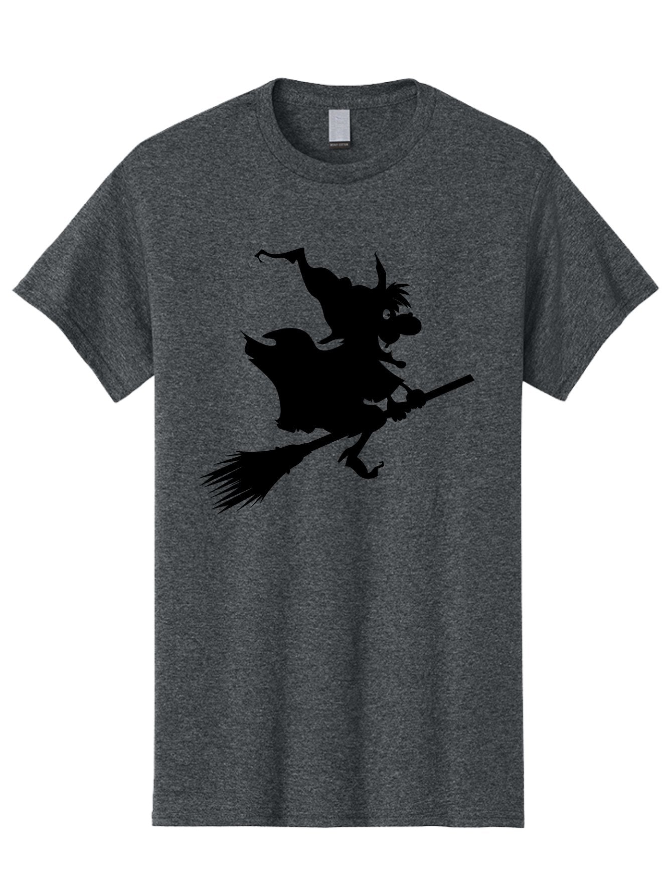 Witch-On-Broomstick Men'S Graphic Tee, 100% Cotton, Comfortable Casual Summer Wear, Machine Washable, Witch On Broomstick, Flying Witch, Halloween Character, Silhouette Art, Magical Creature, Spooky Theme, Mysterious Atmosphere, Aab239 4