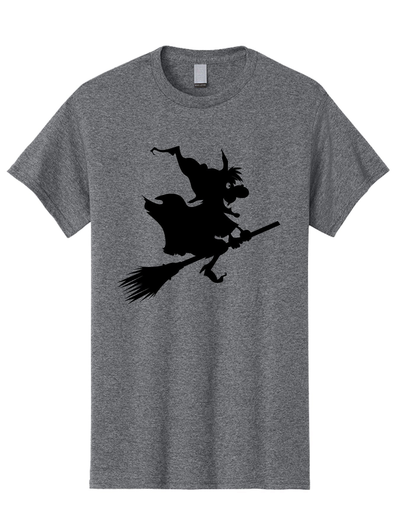 Witch-On-Broomstick Men'S Graphic Tee, 100% Cotton, Comfortable Casual Summer Wear, Machine Washable, Witch On Broomstick, Flying Witch, Halloween Character, Silhouette Art, Magical Creature, Spooky Theme, Mysterious Atmosphere, Aab239 14