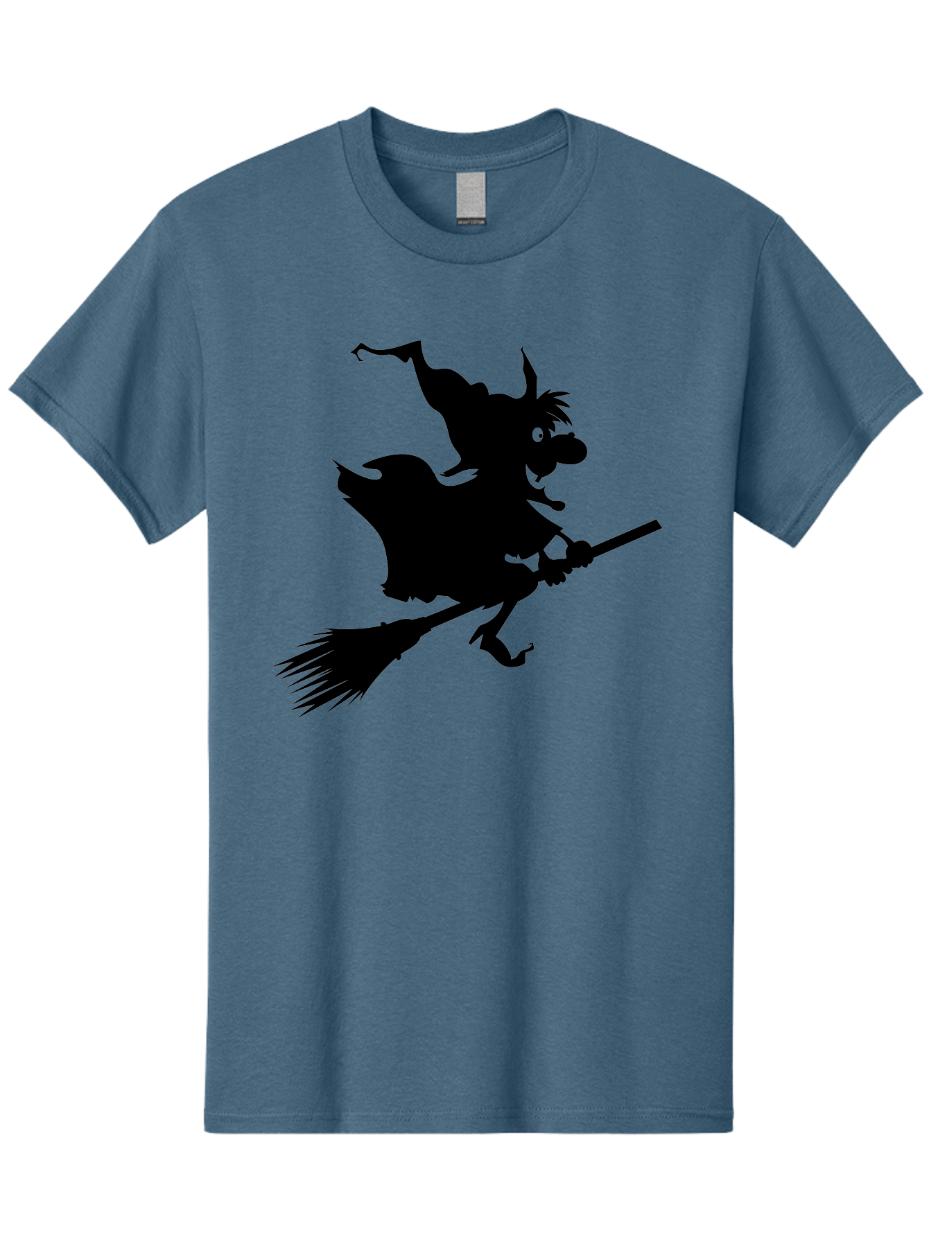 Witch-On-Broomstick Men'S Graphic Tee, 100% Cotton, Comfortable Casual Summer Wear, Machine Washable, Witch On Broomstick, Flying Witch, Halloween Character, Silhouette Art, Magical Creature, Spooky Theme, Mysterious Atmosphere, Aab239 27