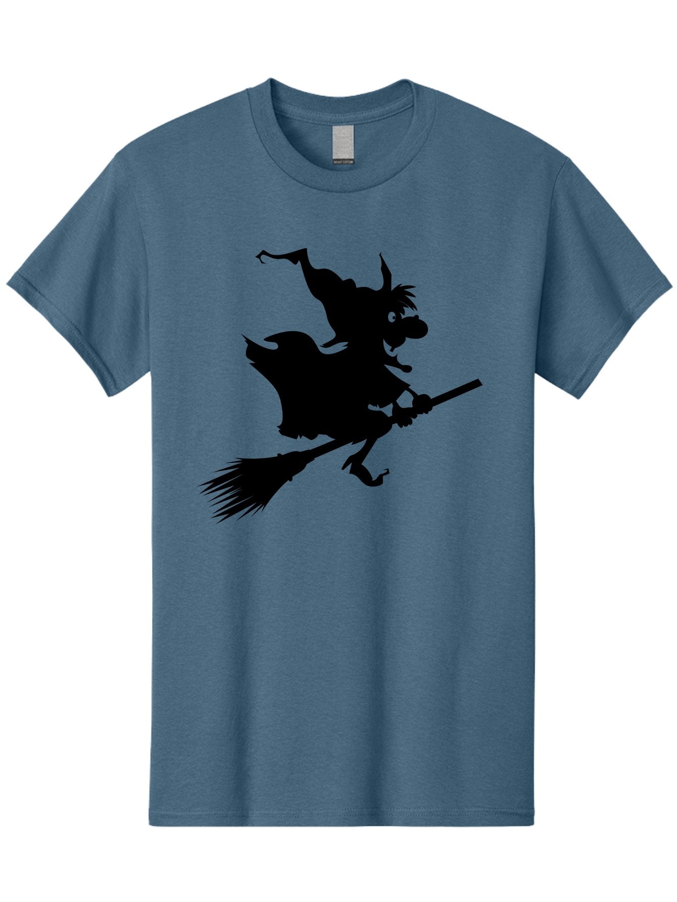 Witch-On-Broomstick Men'S Graphic Tee, 100% Cotton, Comfortable Casual Summer Wear, Machine Washable, Witch On Broomstick, Flying Witch, Halloween Character, Silhouette Art, Magical Creature, Spooky Theme, Mysterious Atmosphere, Aab239 10