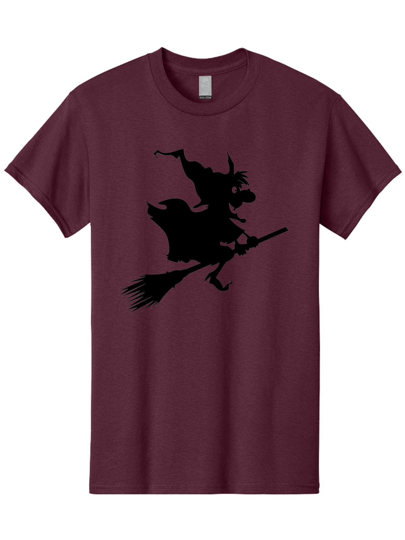 Witch-On-Broomstick Men'S Graphic Tee, 100% Cotton, Comfortable Casual Summer Wear, Machine Washable, Witch On Broomstick, Flying Witch, Halloween Character, Silhouette Art, Magical Creature, Spooky Theme, Mysterious Atmosphere, Aab239 21