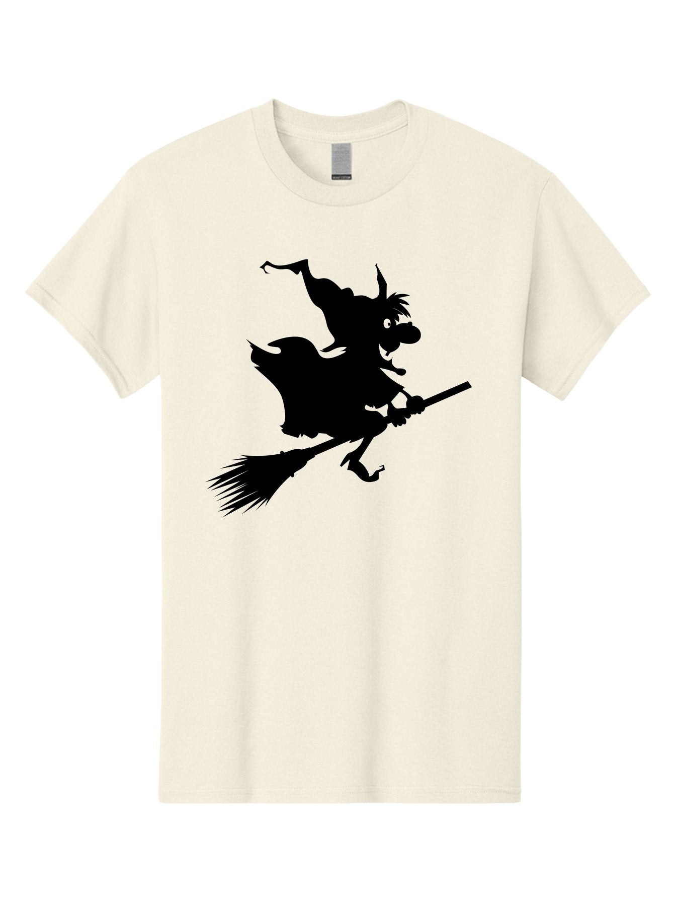 Witch-On-Broomstick Men'S Graphic Tee, 100% Cotton, Comfortable Casual Summer Wear, Machine Washable, Witch On Broomstick, Flying Witch, Halloween Character, Silhouette Art, Magical Creature, Spooky Theme, Mysterious Atmosphere, Aab239 13