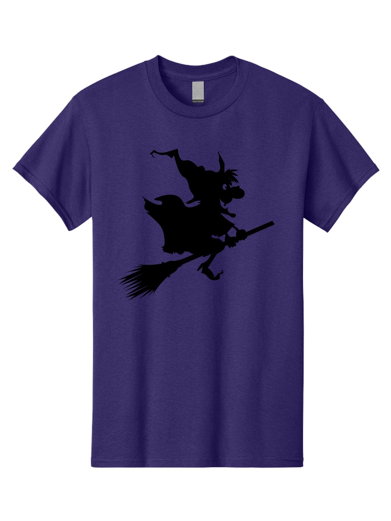 Witch-On-Broomstick Men'S Graphic Tee, 100% Cotton, Comfortable Casual Summer Wear, Machine Washable, Witch On Broomstick, Flying Witch, Halloween Character, Silhouette Art, Magical Creature, Spooky Theme, Mysterious Atmosphere, Aab239 11