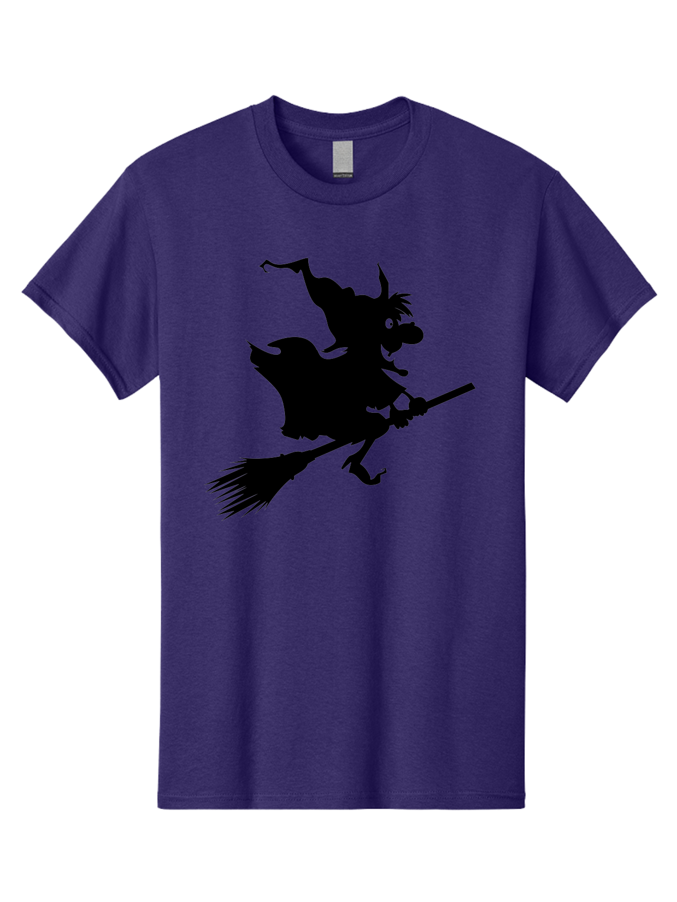 Witch-On-Broomstick Men'S Graphic Tee, 100% Cotton, Comfortable Casual Summer Wear, Machine Washable, Witch On Broomstick, Flying Witch, Halloween Character, Silhouette Art, Magical Creature, Spooky Theme, Mysterious Atmosphere, Aab239 7