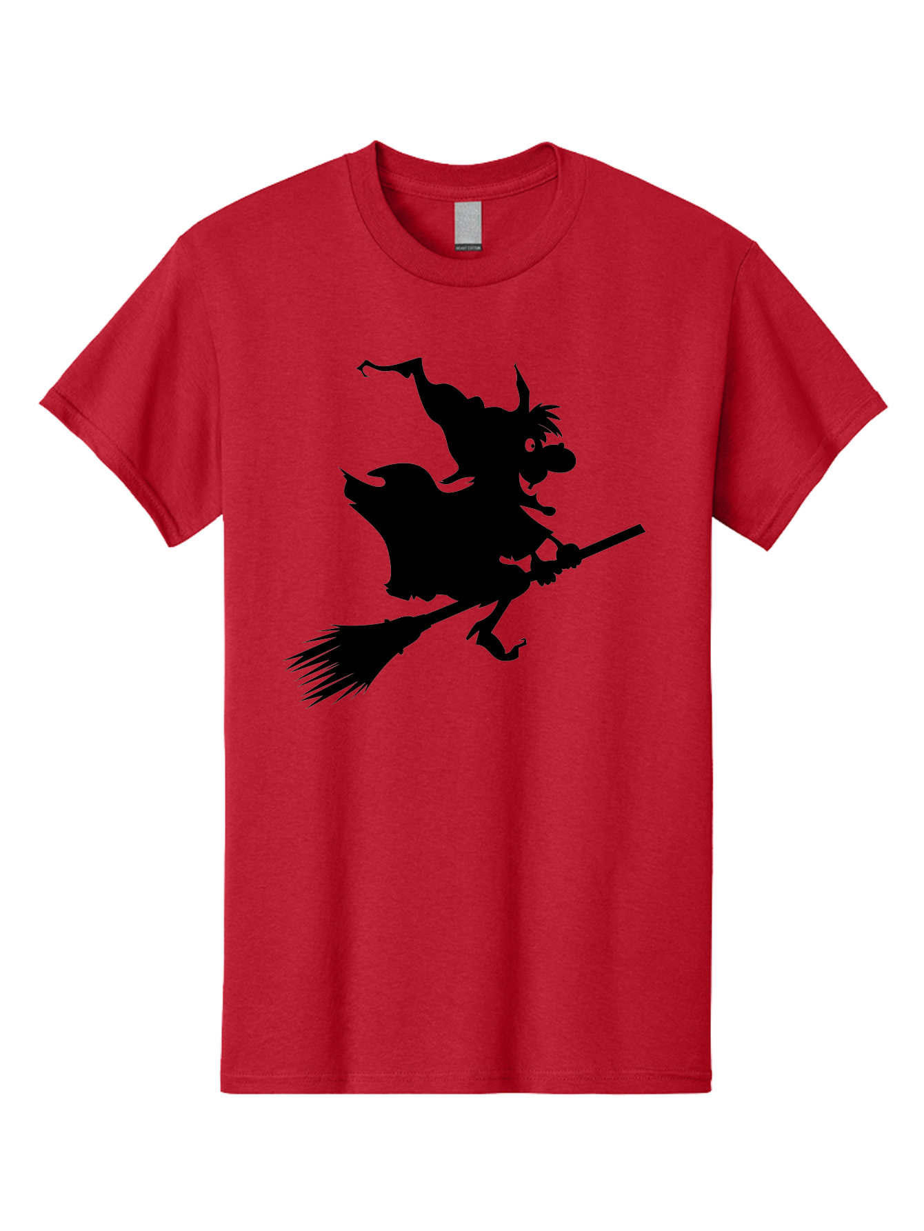 Witch-On-Broomstick Men'S Graphic Tee, 100% Cotton, Comfortable Casual Summer Wear, Machine Washable, Witch On Broomstick, Flying Witch, Halloween Character, Silhouette Art, Magical Creature, Spooky Theme, Mysterious Atmosphere, Aab239 13