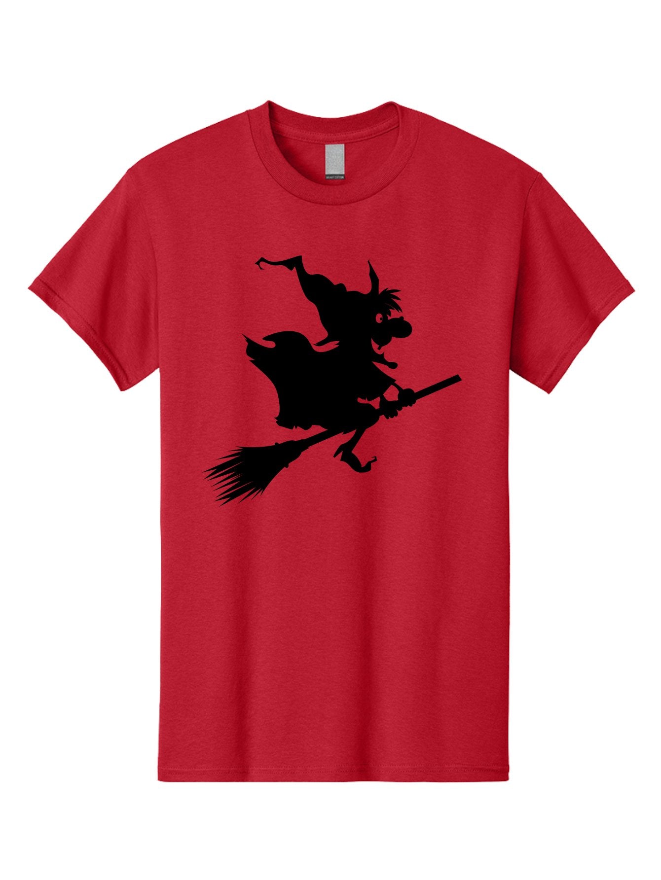 Witch-On-Broomstick Men'S Graphic Tee, 100% Cotton, Comfortable Casual Summer Wear, Machine Washable, Witch On Broomstick, Flying Witch, Halloween Character, Silhouette Art, Magical Creature, Spooky Theme, Mysterious Atmosphere, Aab239 6