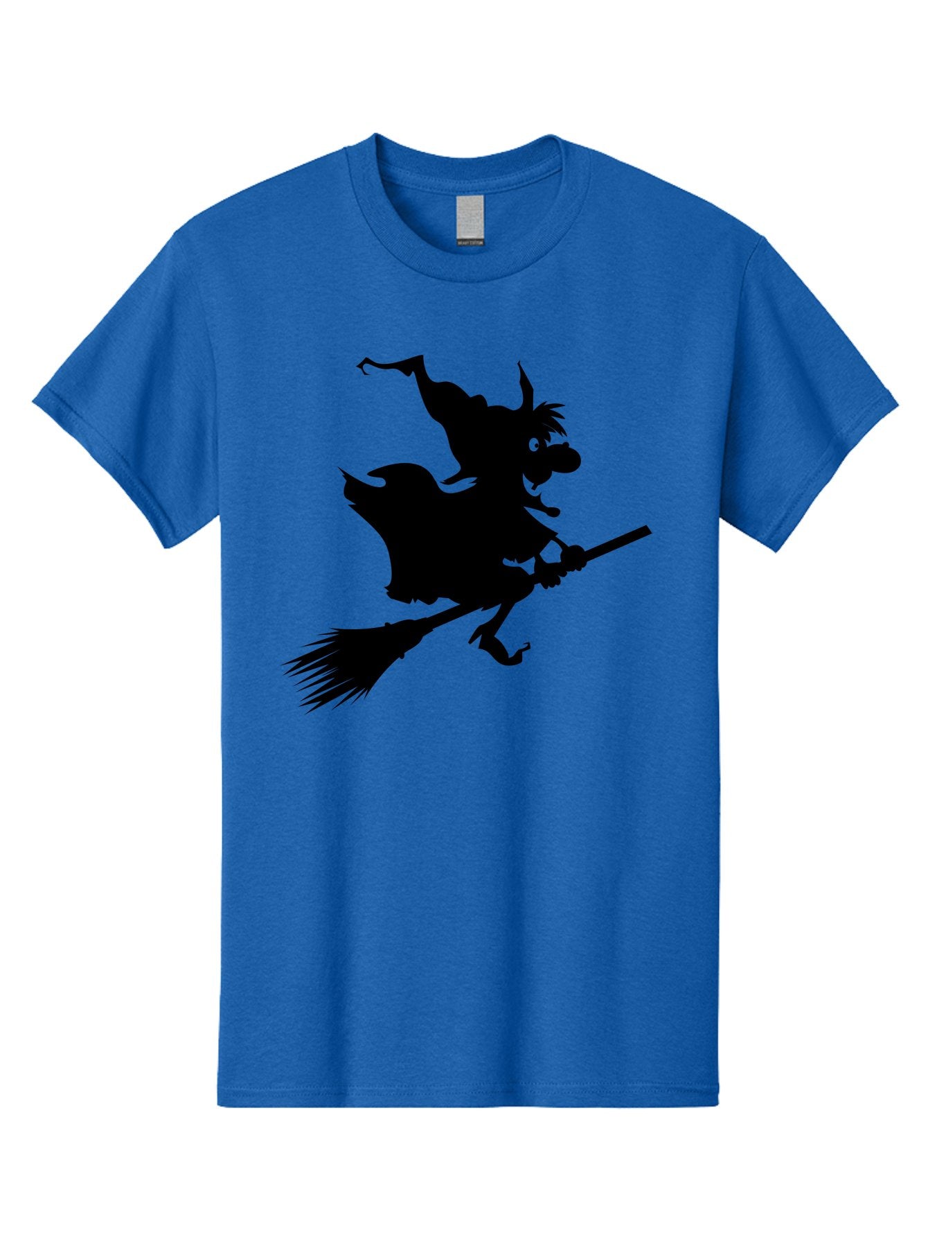 Witch-On-Broomstick Men'S Graphic Tee, 100% Cotton, Comfortable Casual Summer Wear, Machine Washable, Witch On Broomstick, Flying Witch, Halloween Character, Silhouette Art, Magical Creature, Spooky Theme, Mysterious Atmosphere, Aab239 9