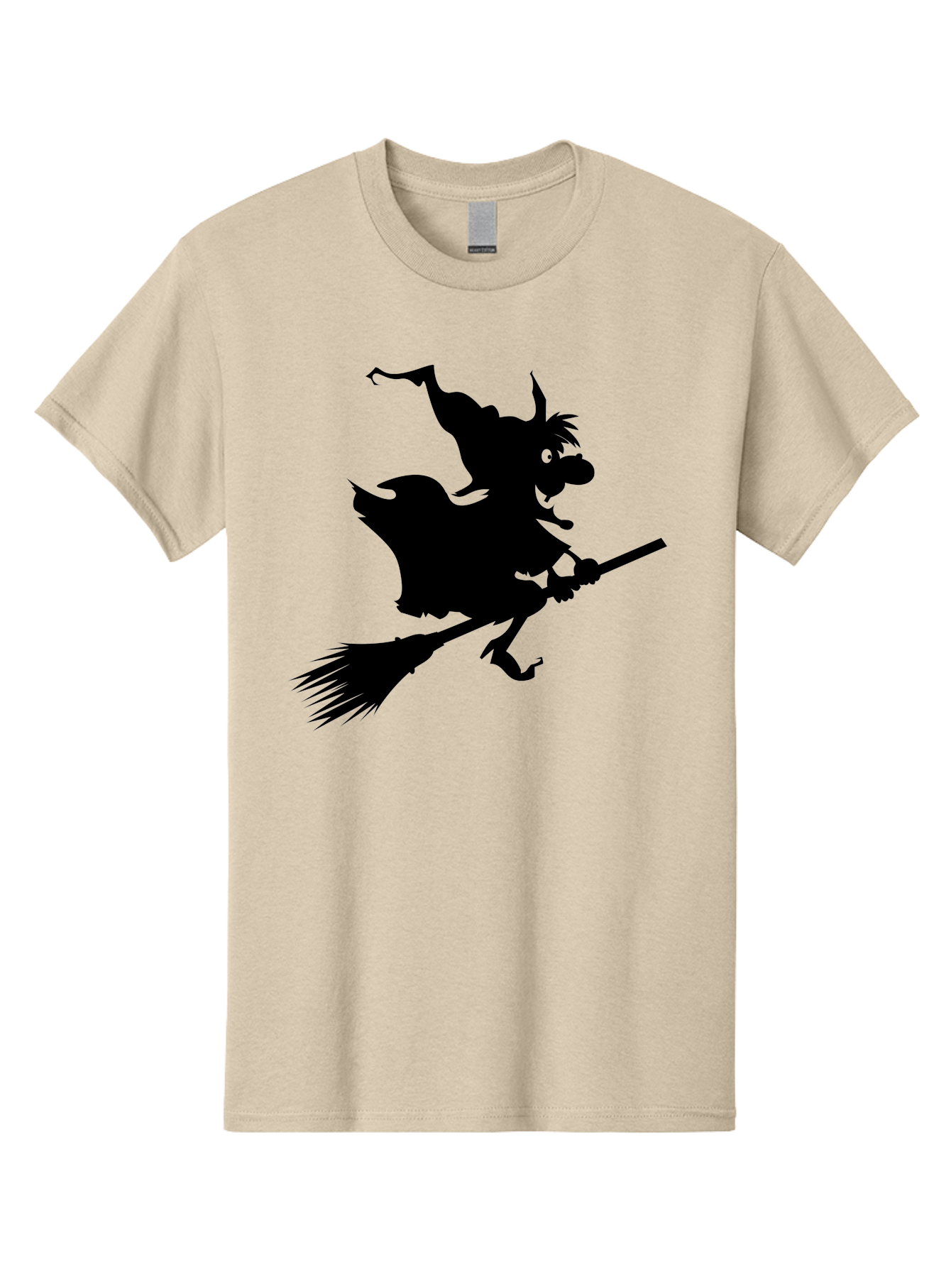 Witch-On-Broomstick Men'S Graphic Tee, 100% Cotton, Comfortable Casual Summer Wear, Machine Washable, Witch On Broomstick, Flying Witch, Halloween Character, Silhouette Art, Magical Creature, Spooky Theme, Mysterious Atmosphere, Aab239 11