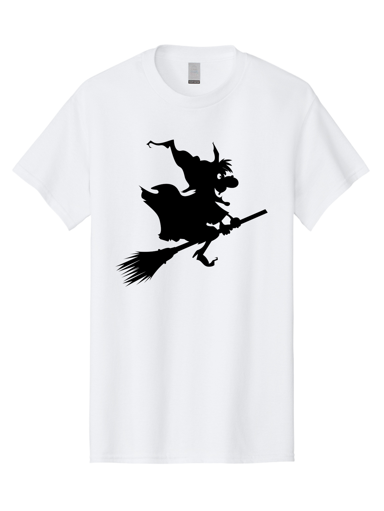 Witch-On-Broomstick Men'S Graphic Tee, 100% Cotton, Comfortable Casual Summer Wear, Machine Washable, Witch On Broomstick, Flying Witch, Halloween Character, Silhouette Art, Magical Creature, Spooky Theme, Mysterious Atmosphere, Aab239 15