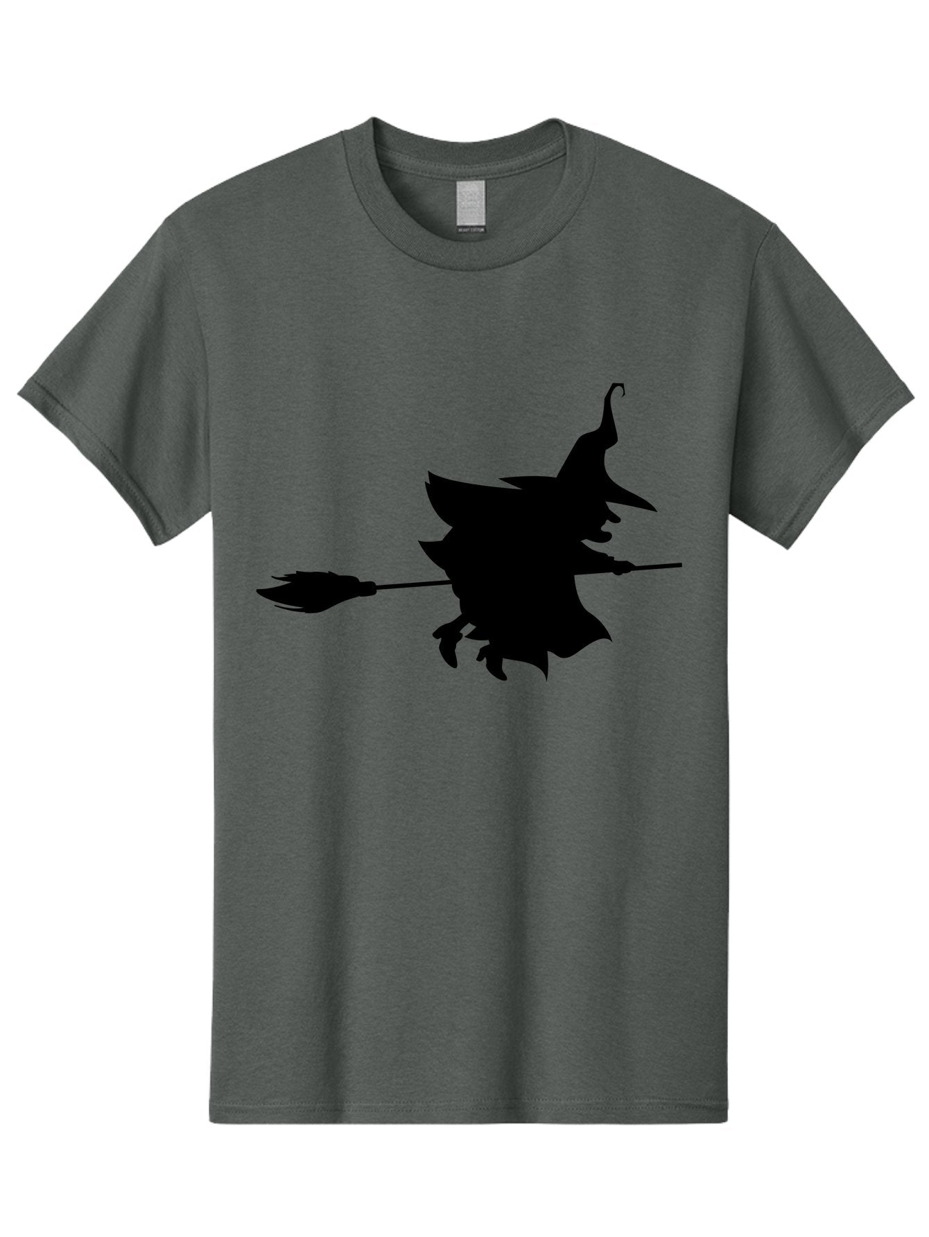Witch-Silhouette Men'S Graphic Tee, 100% Cotton, Comfortable Casual Summer Wear, Machine Washable, Witch Silhouette, Flying On Broomstick, Halloween Magic, Spooky Atmosphere, Mystical Powers, Flying Witch, Halloween Theme Aab240