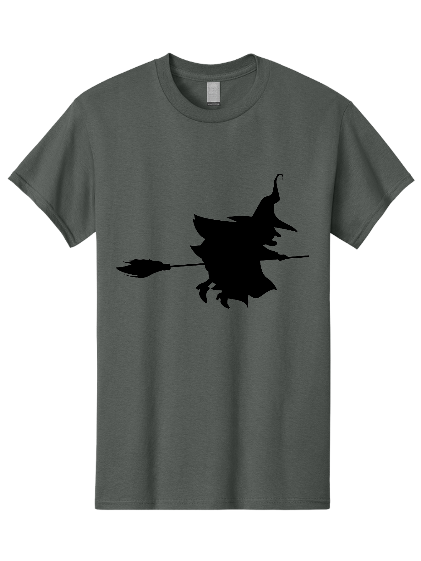 Witch-Silhouette Men'S Graphic Tee, 100% Cotton, Comfortable Casual Summer Wear, Machine Washable, Witch Silhouette, Flying On Broomstick, Halloween Magic, Spooky Atmosphere, Mystical Powers, Flying Witch, Halloween Theme Aab240 21