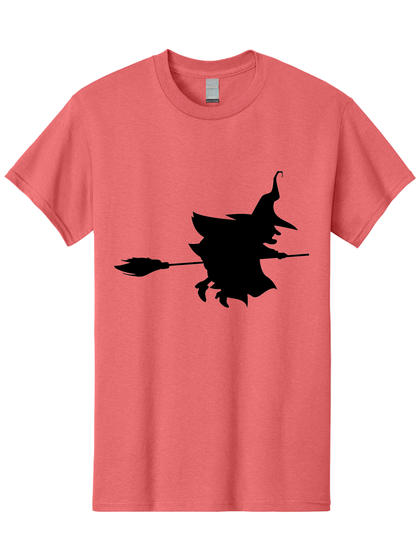 Witch-Silhouette Men'S Graphic Tee, 100% Cotton, Comfortable Casual Summer Wear, Machine Washable, Witch Silhouette, Flying On Broomstick, Halloween Magic, Spooky Atmosphere, Mystical Powers, Flying Witch, Halloween Theme Aab240