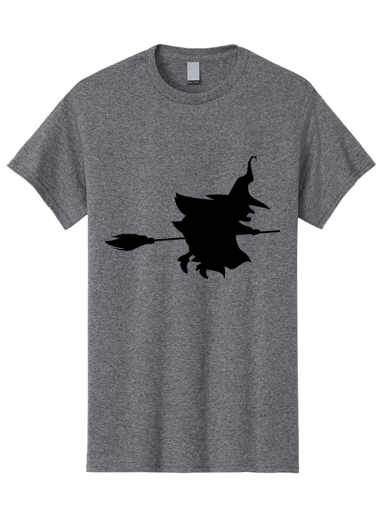 Witch-Silhouette Men'S Graphic Tee, 100% Cotton, Comfortable Casual Summer Wear, Machine Washable, Witch Silhouette, Flying On Broomstick, Halloween Magic, Spooky Atmosphere, Mystical Powers, Flying Witch, Halloween Theme Aab240