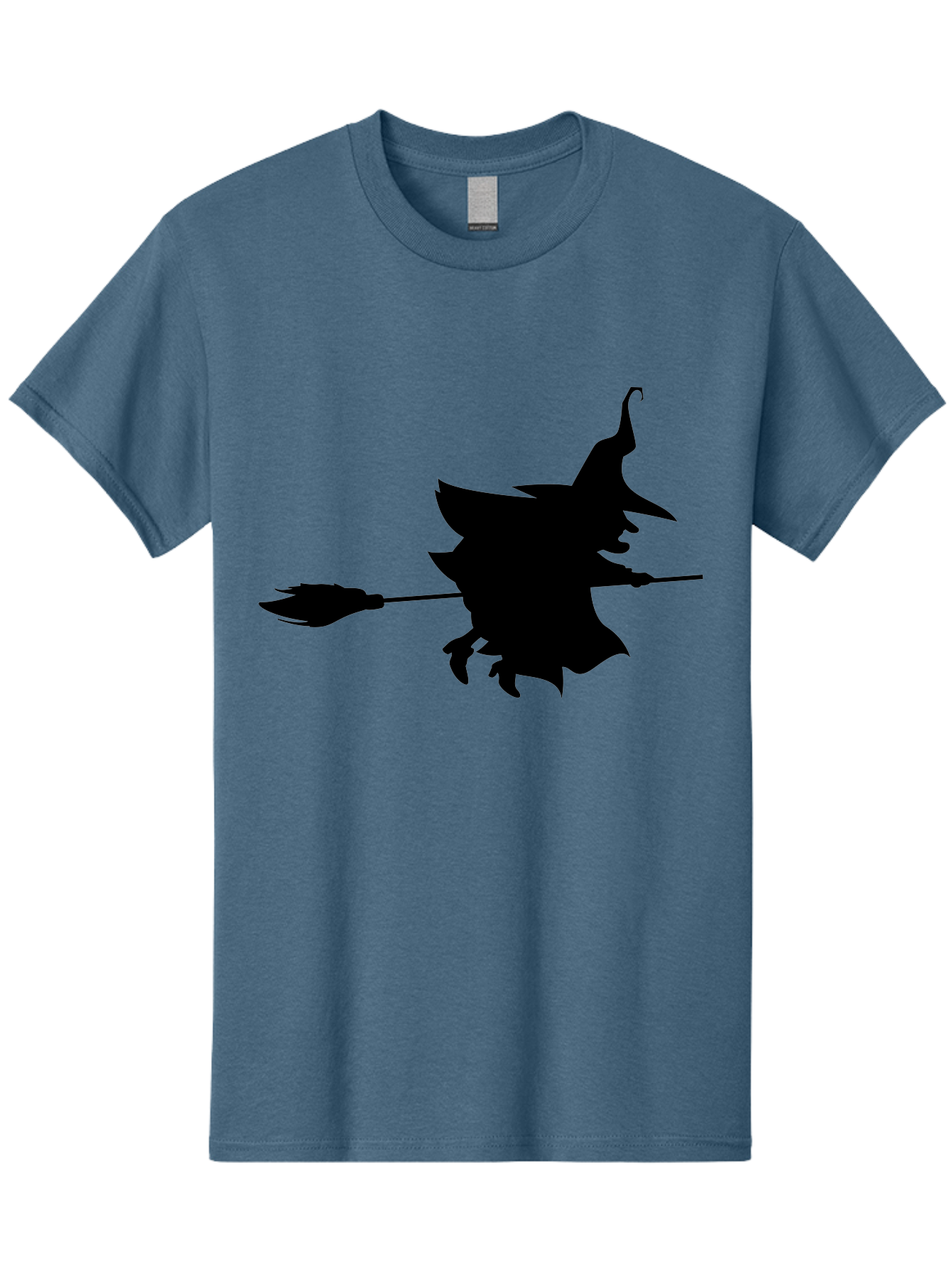 Witch-Silhouette Men'S Graphic Tee, 100% Cotton, Comfortable Casual Summer Wear, Machine Washable, Witch Silhouette, Flying On Broomstick, Halloween Magic, Spooky Atmosphere, Mystical Powers, Flying Witch, Halloween Theme Aab240 25