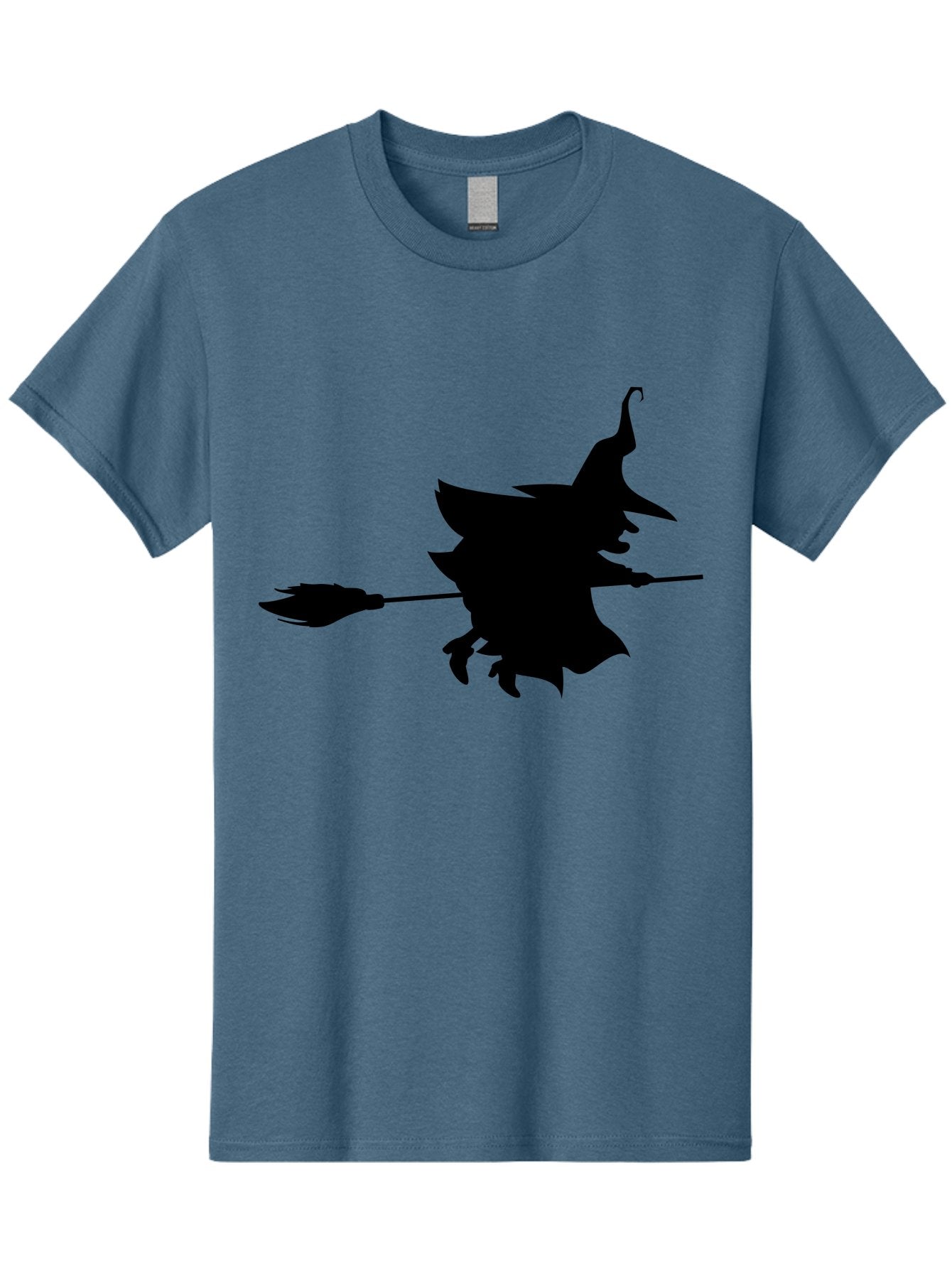Witch-Silhouette Men'S Graphic Tee, 100% Cotton, Comfortable Casual Summer Wear, Machine Washable, Witch Silhouette, Flying On Broomstick, Halloween Magic, Spooky Atmosphere, Mystical Powers, Flying Witch, Halloween Theme Aab240 7