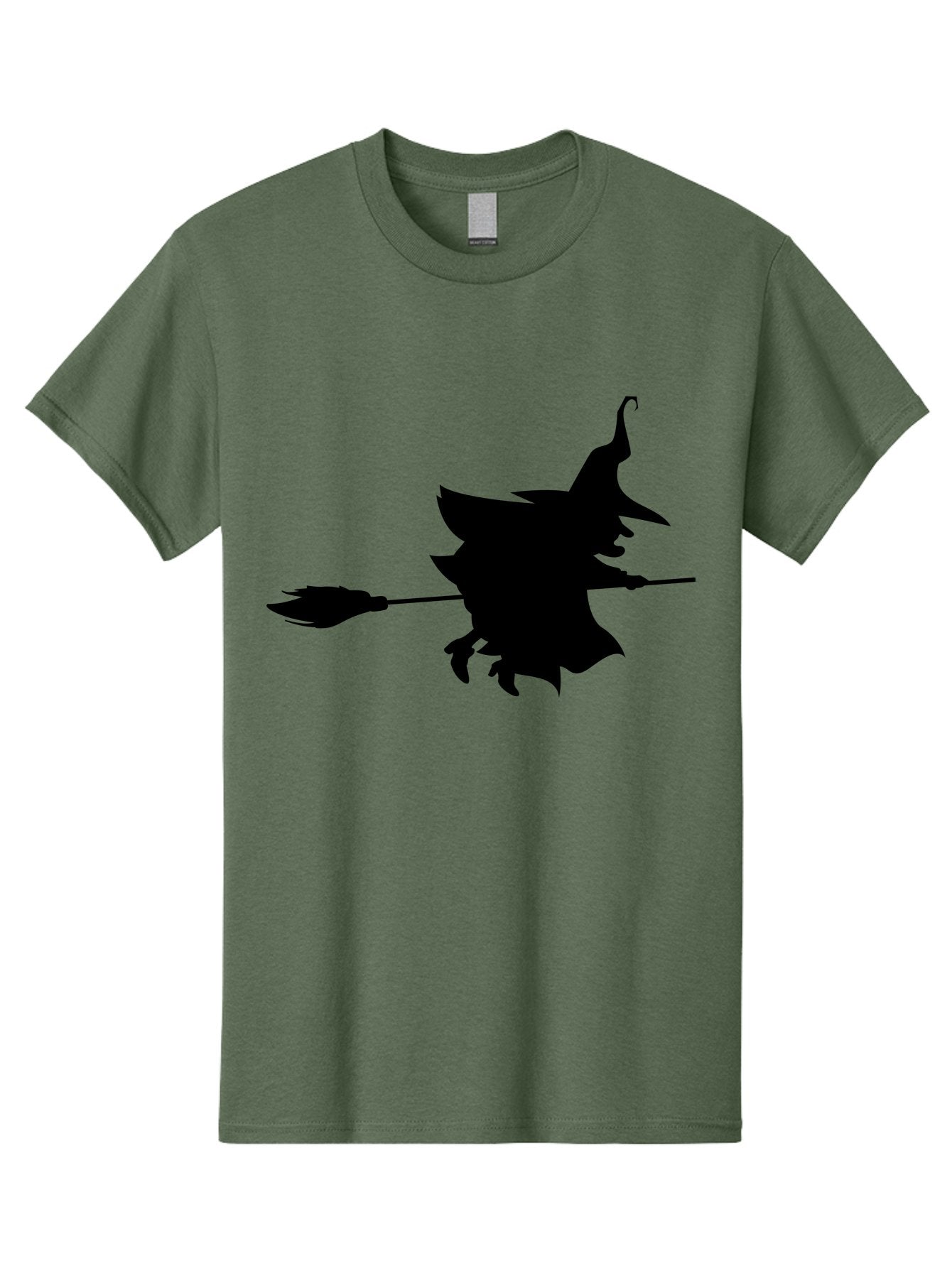 Witch-Silhouette Men'S Graphic Tee, 100% Cotton, Comfortable Casual Summer Wear, Machine Washable, Witch Silhouette, Flying On Broomstick, Halloween Magic, Spooky Atmosphere, Mystical Powers, Flying Witch, Halloween Theme Aab240 4
