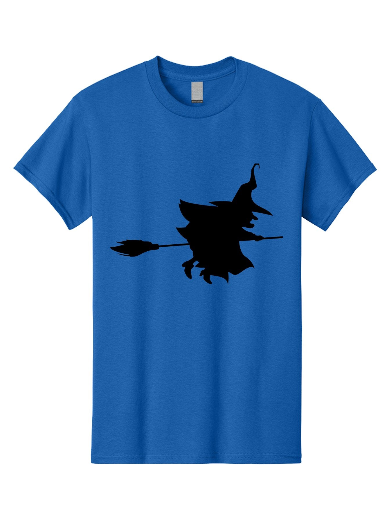 Witch-Silhouette Men'S Graphic Tee, 100% Cotton, Comfortable Casual Summer Wear, Machine Washable, Witch Silhouette, Flying On Broomstick, Halloween Magic, Spooky Atmosphere, Mystical Powers, Flying Witch, Halloween Theme Aab240 3