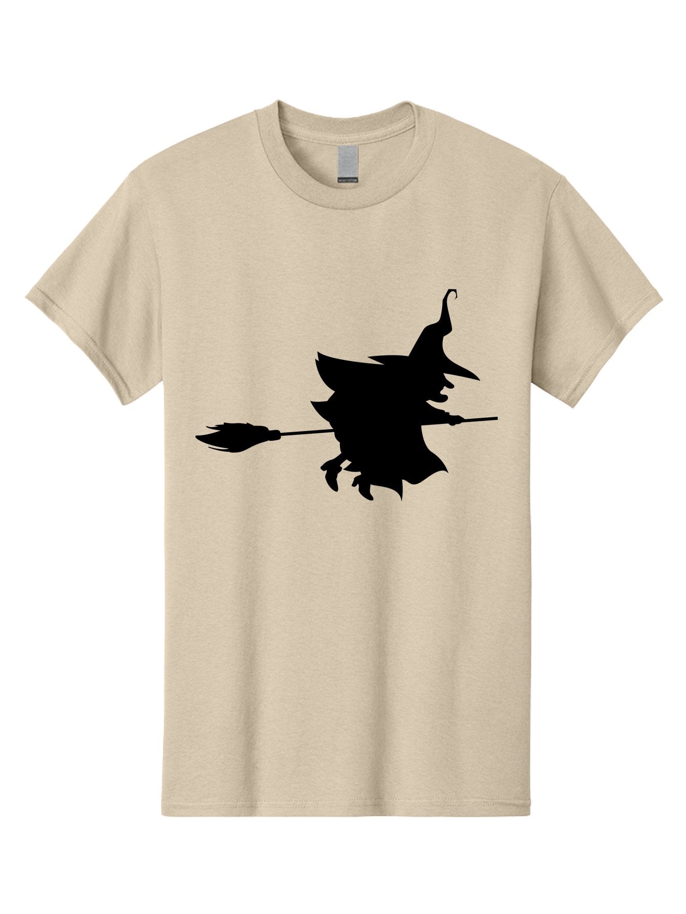 Witch-Silhouette Men'S Graphic Tee, 100% Cotton, Comfortable Casual Summer Wear, Machine Washable, Witch Silhouette, Flying On Broomstick, Halloween Magic, Spooky Atmosphere, Mystical Powers, Flying Witch, Halloween Theme Aab240 5