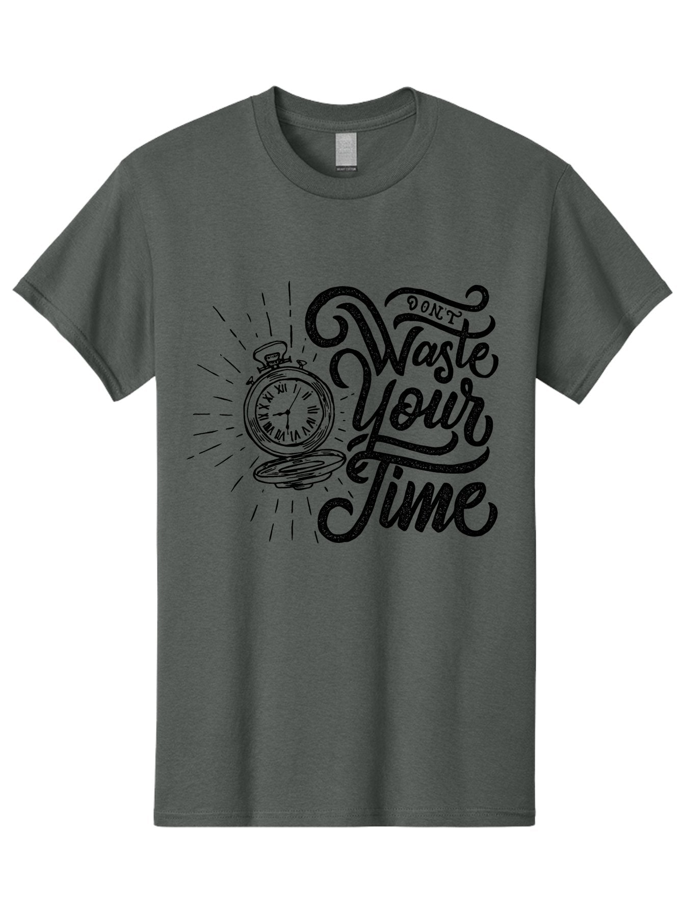 Don-T-Waste-Your-Time-1 Men'S Graphic Tee, 100% Cotton, Comfortable Casual Summer Wear, Machine Washable, Pocket Watch, Motivational Quote, Time Management, Productivity, Inspirational Saying, Vintage Clock, Productivity Tip, Time Is Money Aab243 9