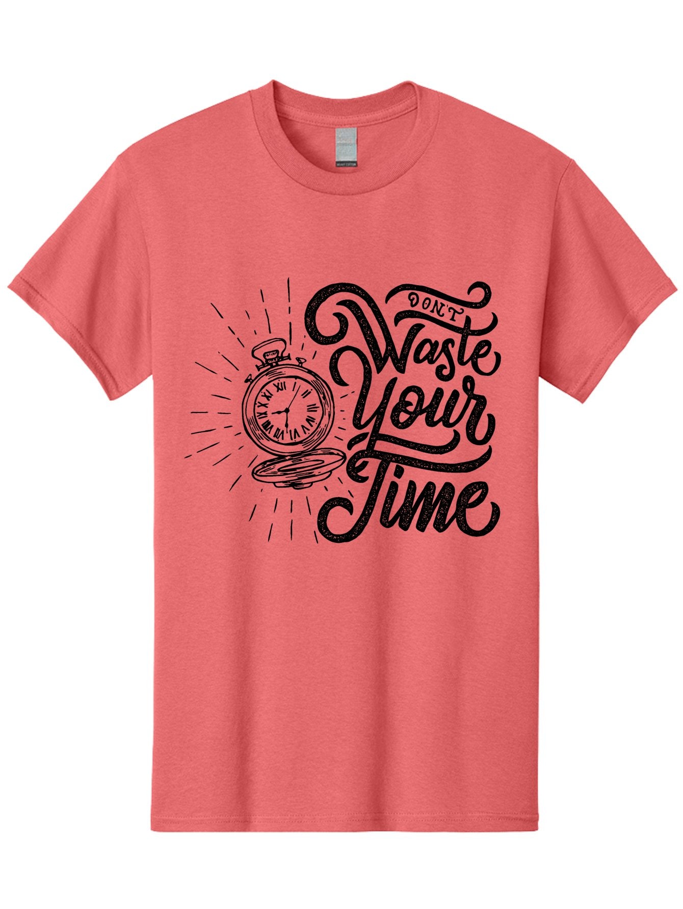 Don-T-Waste-Your-Time-1 Men'S Graphic Tee, 100% Cotton, Comfortable Casual Summer Wear, Machine Washable, Pocket Watch, Motivational Quote, Time Management, Productivity, Inspirational Saying, Vintage Clock, Productivity Tip, Time Is Money Aab243 6