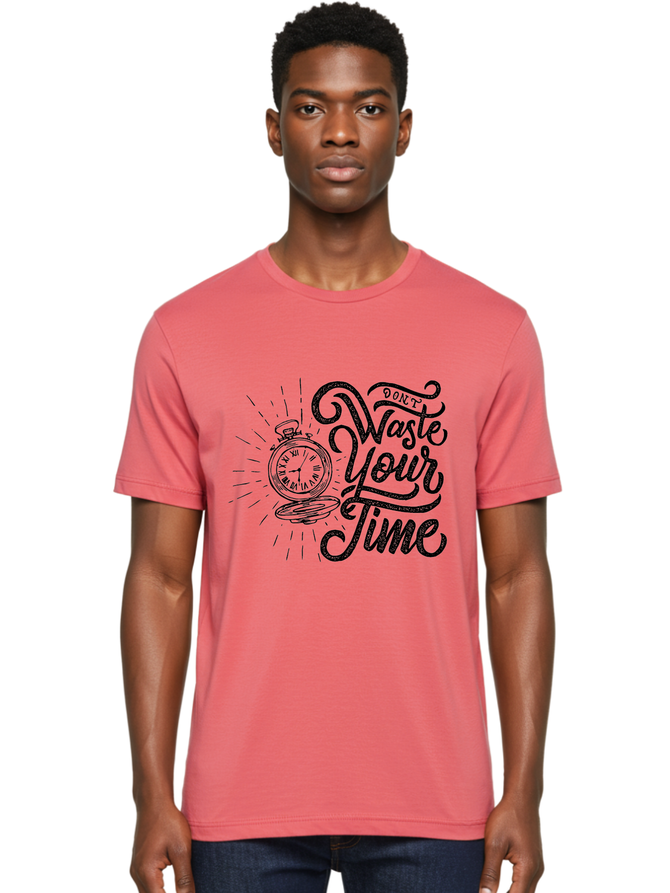 Don-T-Waste-Your-Time-1 Men'S Graphic Tee, 100% Cotton, Comfortable Casual Summer Wear, Machine Washable, Pocket Watch, Motivational Quote, Time Management, Productivity, Inspirational Saying, Vintage Clock, Productivity Tip, Time Is Money Aab243 14