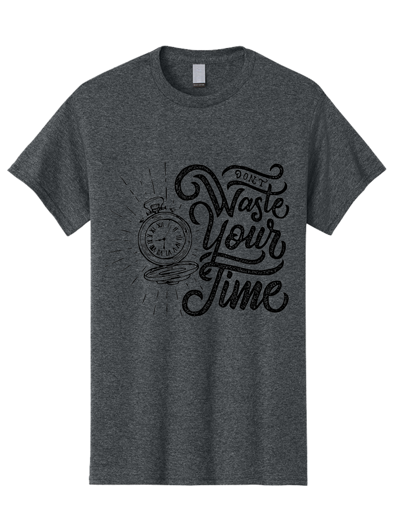 Don-T-Waste-Your-Time-1 Men'S Graphic Tee, 100% Cotton, Comfortable Casual Summer Wear, Machine Washable, Pocket Watch, Motivational Quote, Time Management, Productivity, Inspirational Saying, Vintage Clock, Productivity Tip, Time Is Money Aab243 7
