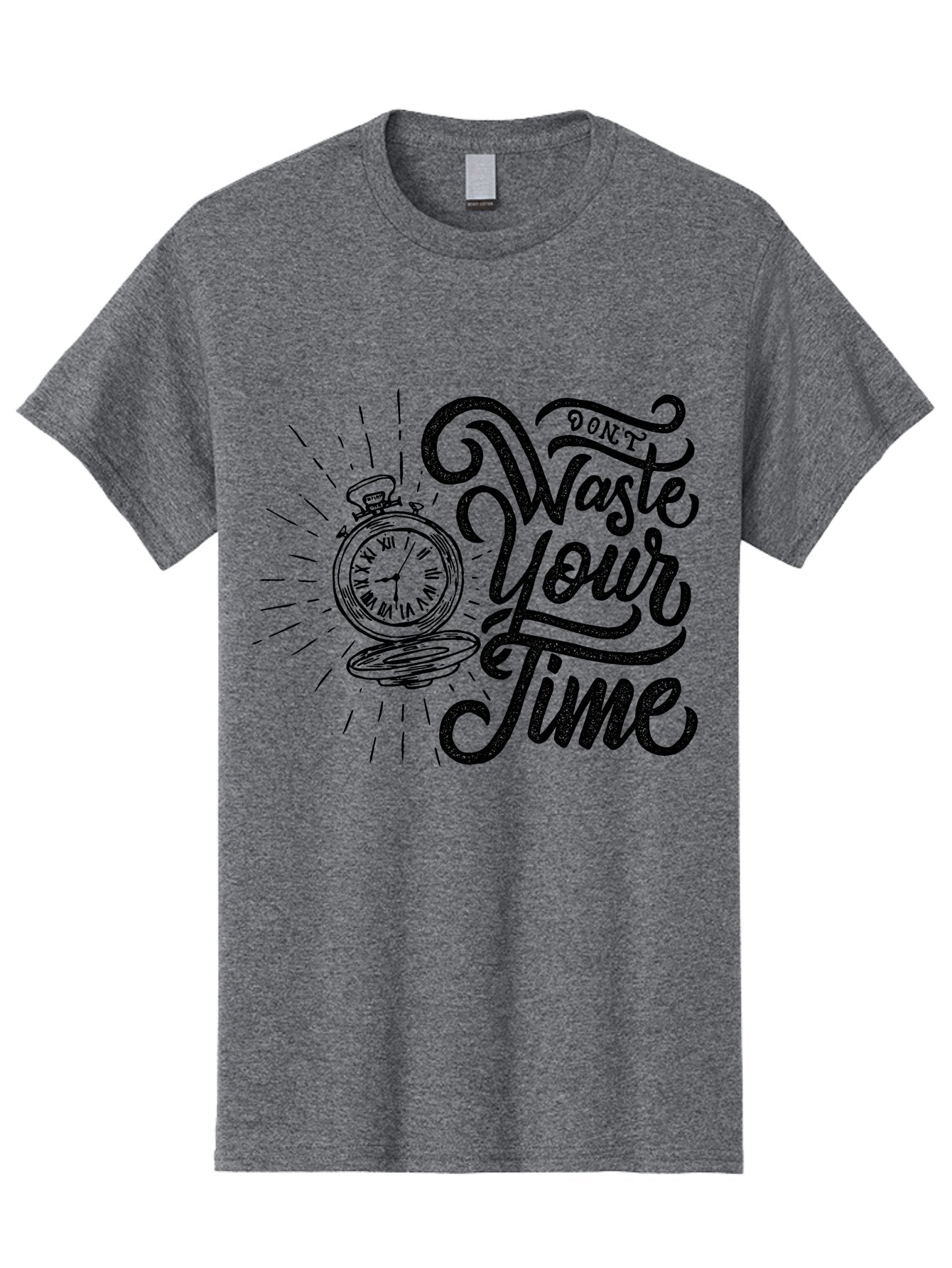 Don-T-Waste-Your-Time-1 Men'S Graphic Tee, 100% Cotton, Comfortable Casual Summer Wear, Machine Washable, Pocket Watch, Motivational Quote, Time Management, Productivity, Inspirational Saying, Vintage Clock, Productivity Tip, Time Is Money Aab243 5