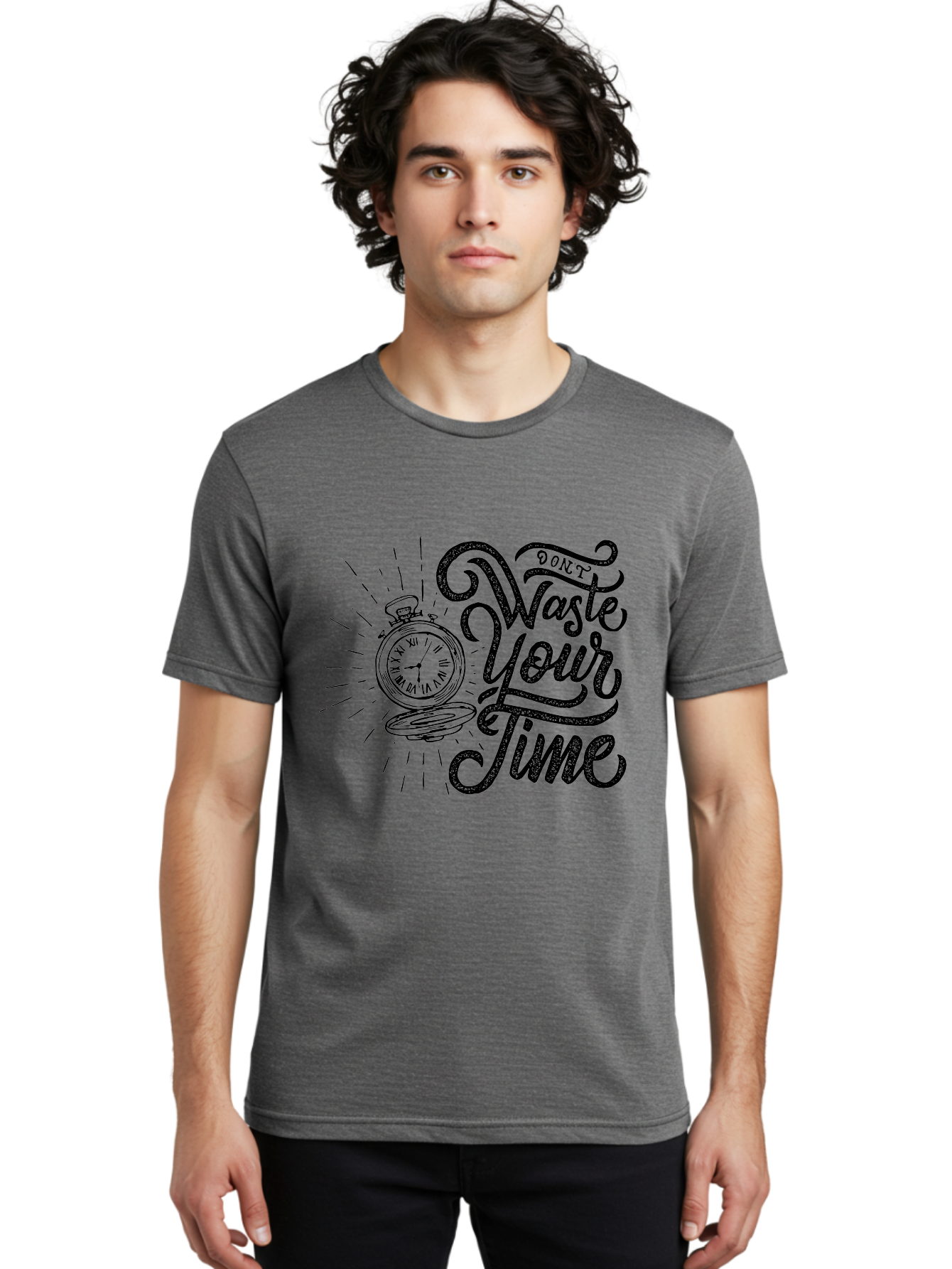 Don-T-Waste-Your-Time-1 Men'S Graphic Tee, 100% Cotton, Comfortable Casual Summer Wear, Machine Washable, Pocket Watch, Motivational Quote, Time Management, Productivity, Inspirational Saying, Vintage Clock, Productivity Tip, Time Is Money Aab243 10