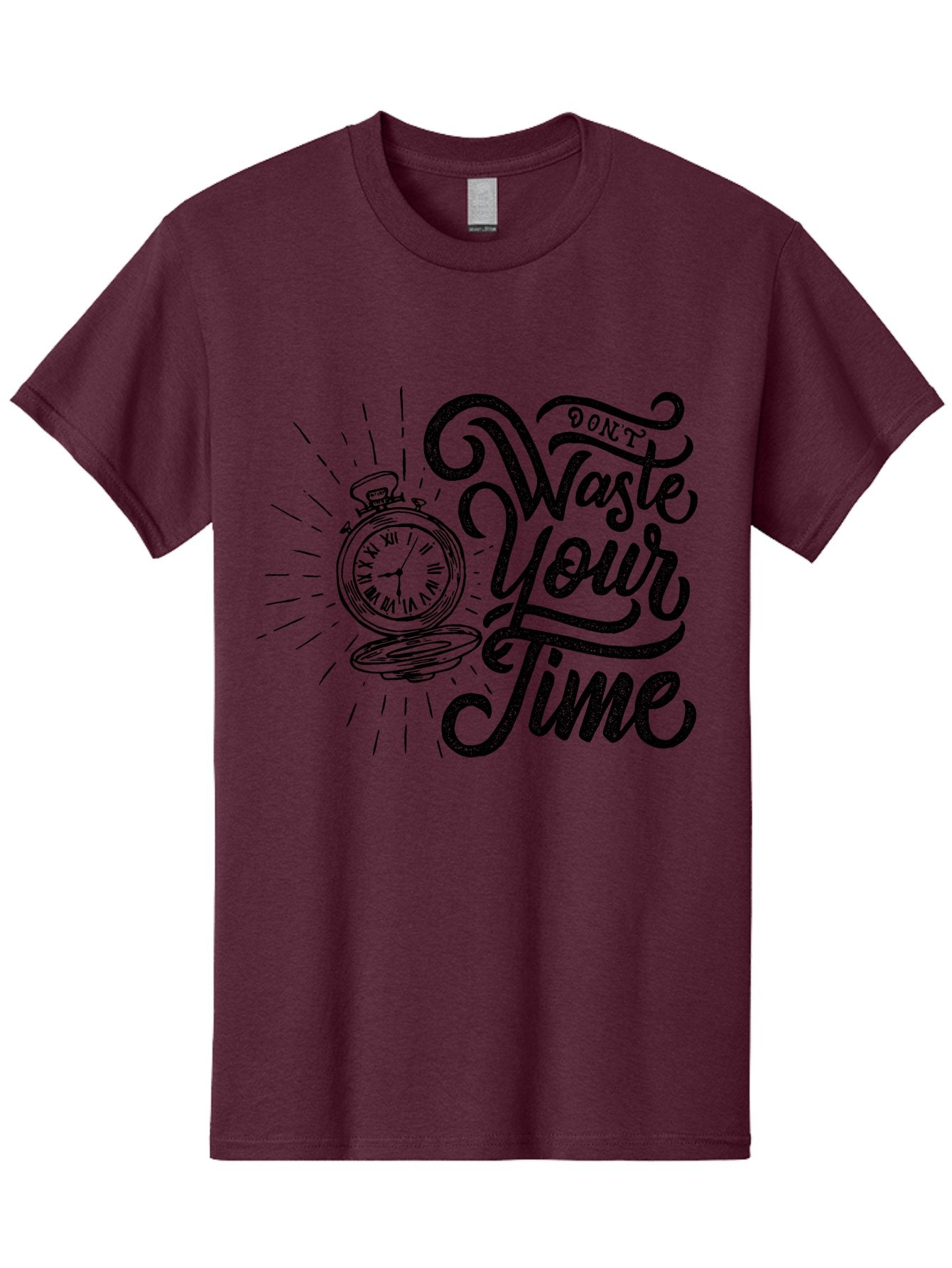 Don-T-Waste-Your-Time-1 Men'S Graphic Tee, 100% Cotton, Comfortable Casual Summer Wear, Machine Washable, Pocket Watch, Motivational Quote, Time Management, Productivity, Inspirational Saying, Vintage Clock, Productivity Tip, Time Is Money Aab243 10
