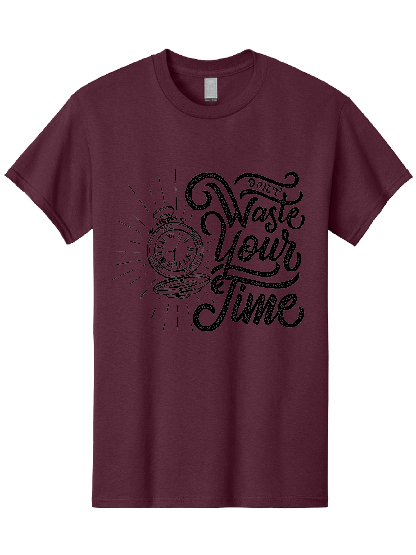 Don-T-Waste-Your-Time-1 Men'S Graphic Tee, 100% Cotton, Comfortable Casual Summer Wear, Machine Washable, Pocket Watch, Motivational Quote, Time Management, Productivity, Inspirational Saying, Vintage Clock, Productivity Tip, Time Is Money Aab243 13