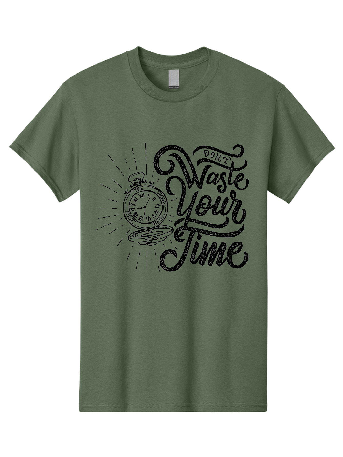 Don-T-Waste-Your-Time-1 Men'S Graphic Tee, 100% Cotton, Comfortable Casual Summer Wear, Machine Washable, Pocket Watch, Motivational Quote, Time Management, Productivity, Inspirational Saying, Vintage Clock, Productivity Tip, Time Is Money Aab243 15