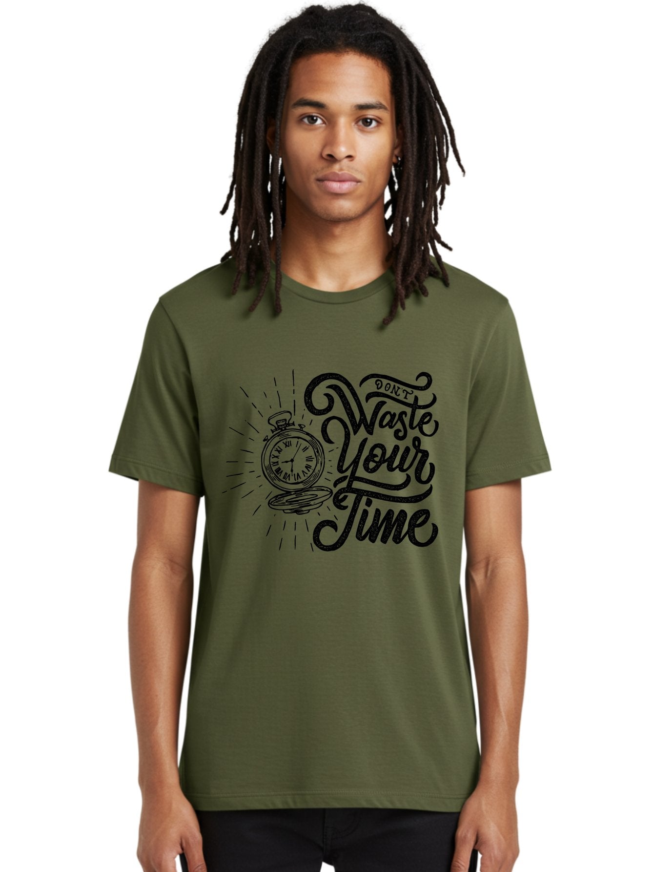 Don-T-Waste-Your-Time-1 Men'S Graphic Tee, 100% Cotton, Comfortable Casual Summer Wear, Machine Washable, Pocket Watch, Motivational Quote, Time Management, Productivity, Inspirational Saying, Vintage Clock, Productivity Tip, Time Is Money Aab243 29