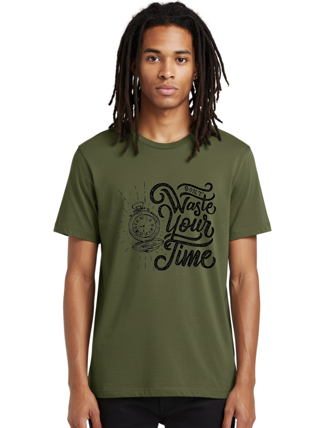 Don-T-Waste-Your-Time-1 Men'S Graphic Tee, 100% Cotton, Comfortable Casual Summer Wear, Machine Washable, Pocket Watch, Motivational Quote, Time Management, Productivity, Inspirational Saying, Vintage Clock, Productivity Tip, Time Is Money Aab243 16