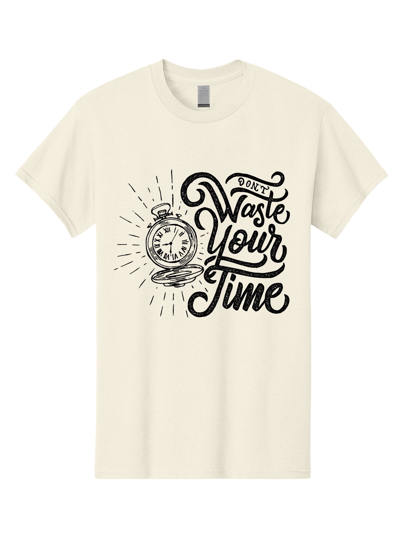Don-T-Waste-Your-Time-1 Men'S Graphic Tee, 100% Cotton, Comfortable Casual Summer Wear, Machine Washable, Pocket Watch, Motivational Quote, Time Management, Productivity, Inspirational Saying, Vintage Clock, Productivity Tip, Time Is Money Aab243 4