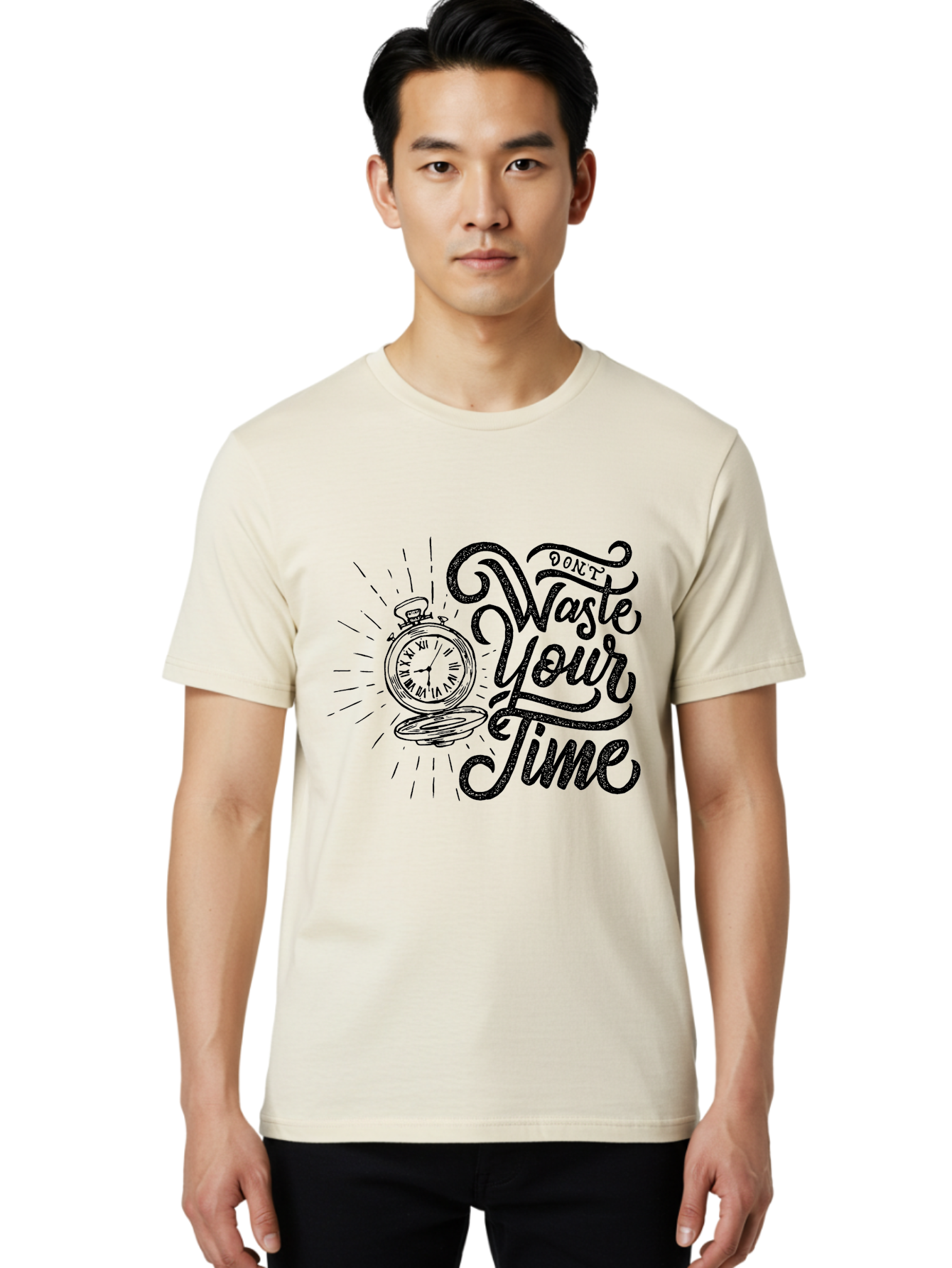 Don-T-Waste-Your-Time-1 Men'S Graphic Tee, 100% Cotton, Comfortable Casual Summer Wear, Machine Washable, Pocket Watch, Motivational Quote, Time Management, Productivity, Inspirational Saying, Vintage Clock, Productivity Tip, Time Is Money Aab243 18